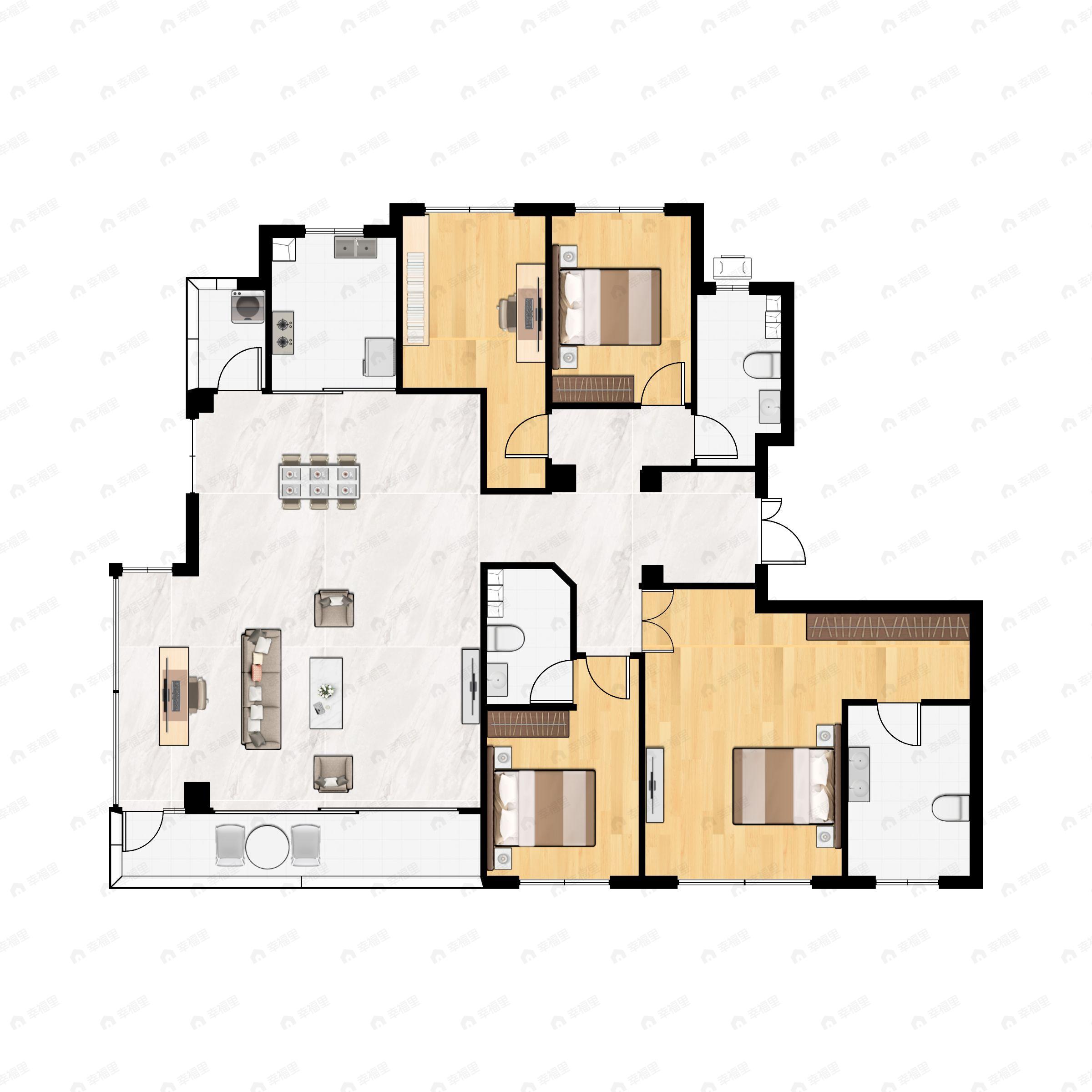 4室3厅3卫建面196平户型图