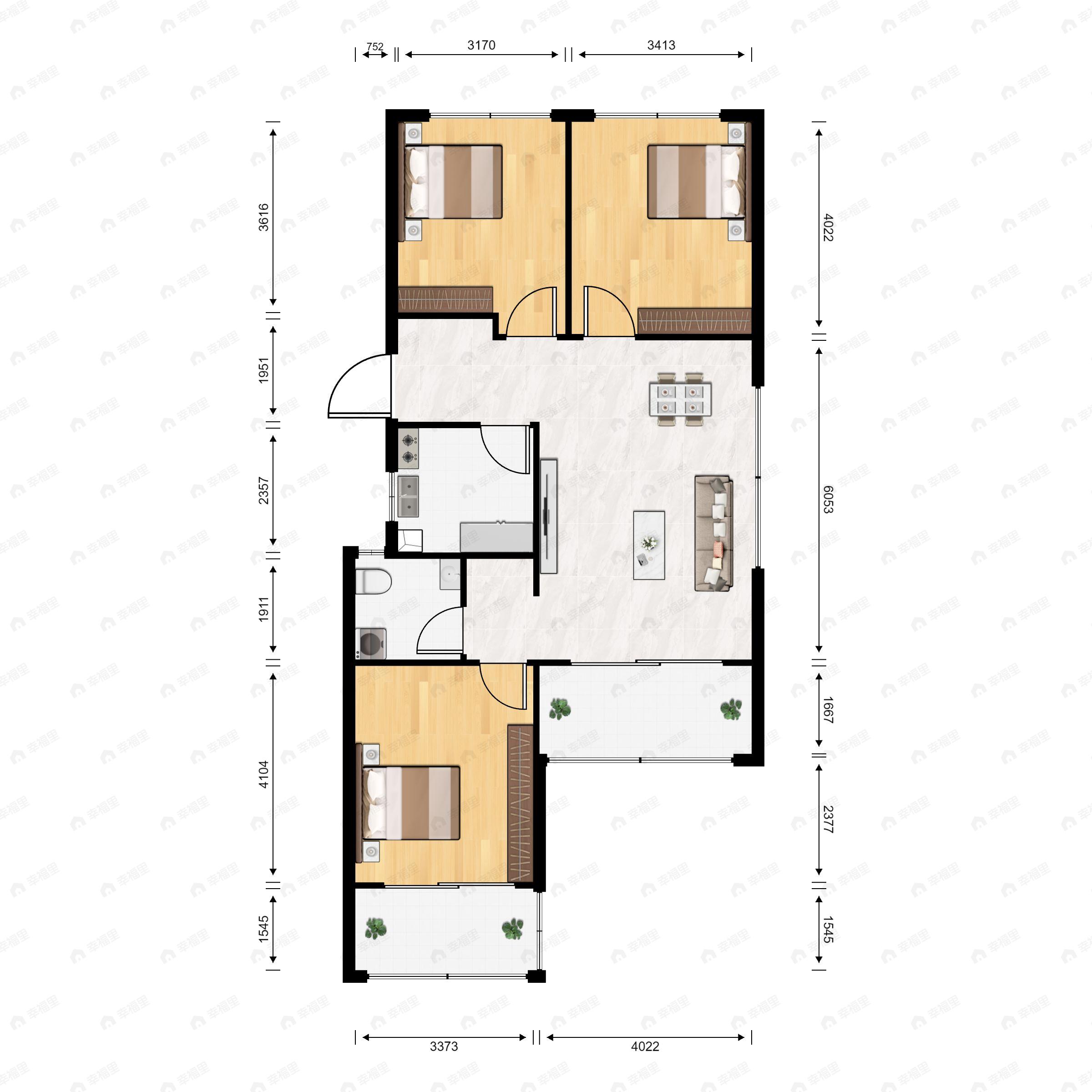 绿城云溪桃源3室2厅1卫户型图