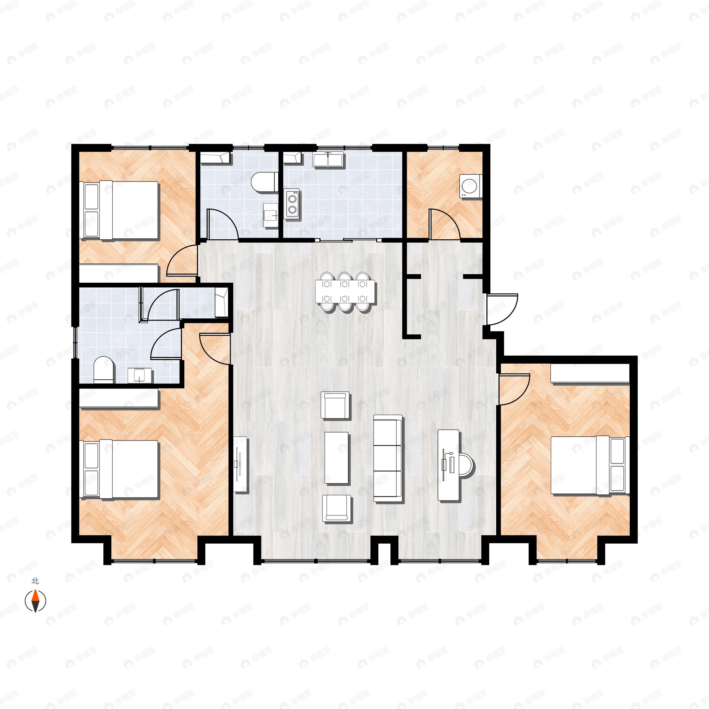3室2厅2卫建面140平南|北户型图
