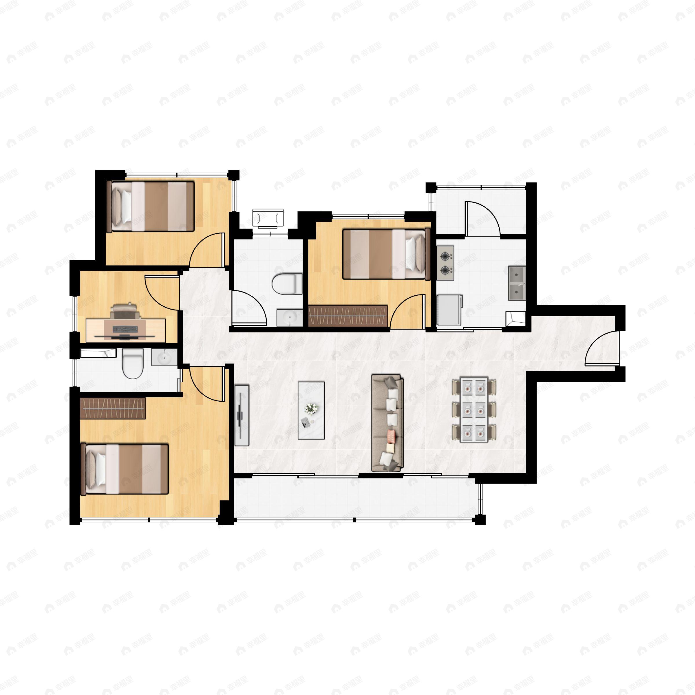 4室2厅2卫建面131平户型图