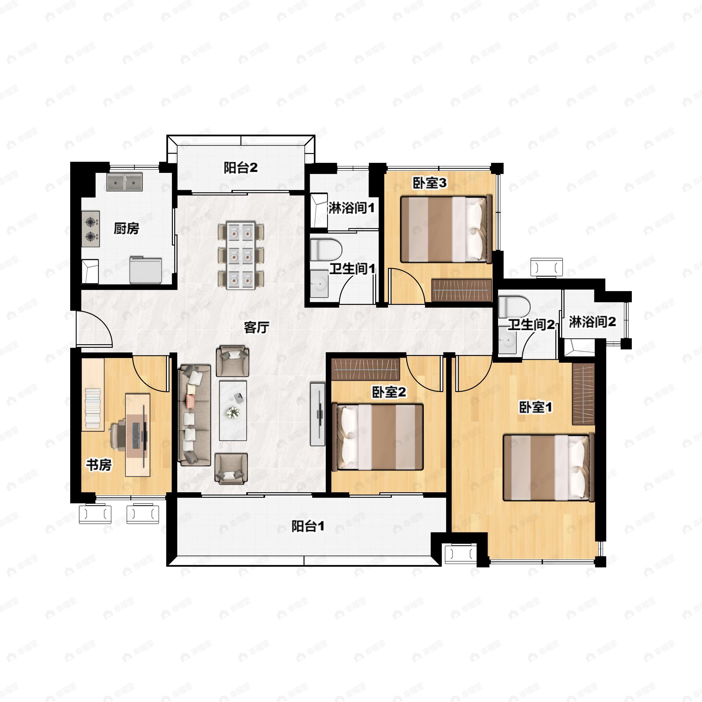 4室2厅2卫建面131平户型图