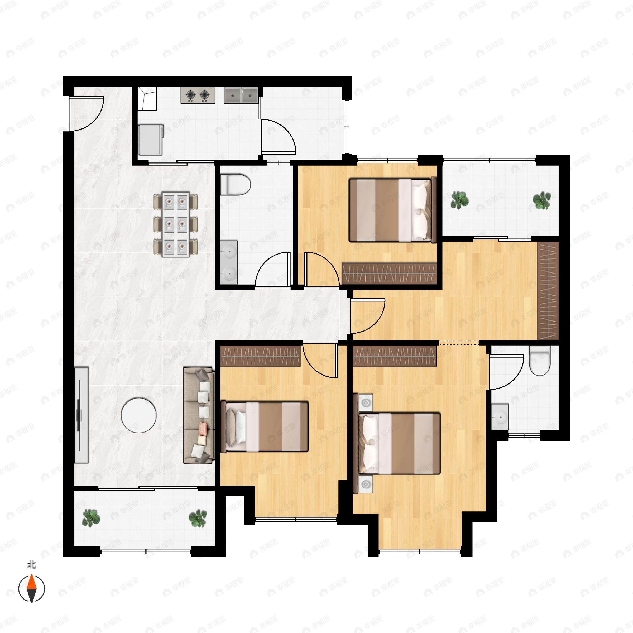 北京城建龙樾生态城3室2厅2卫户型图