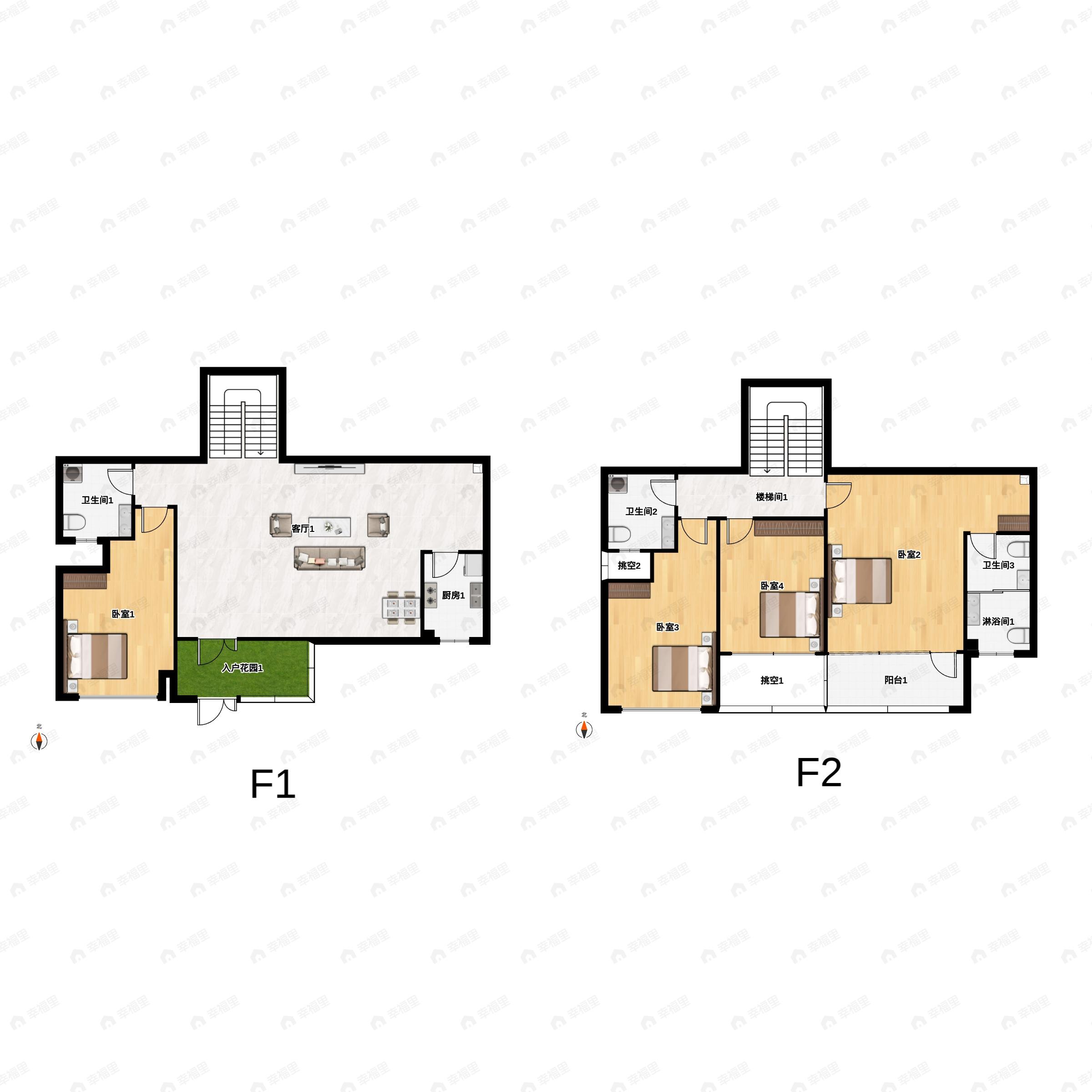 4室2厅3卫建面143m²东北户型图