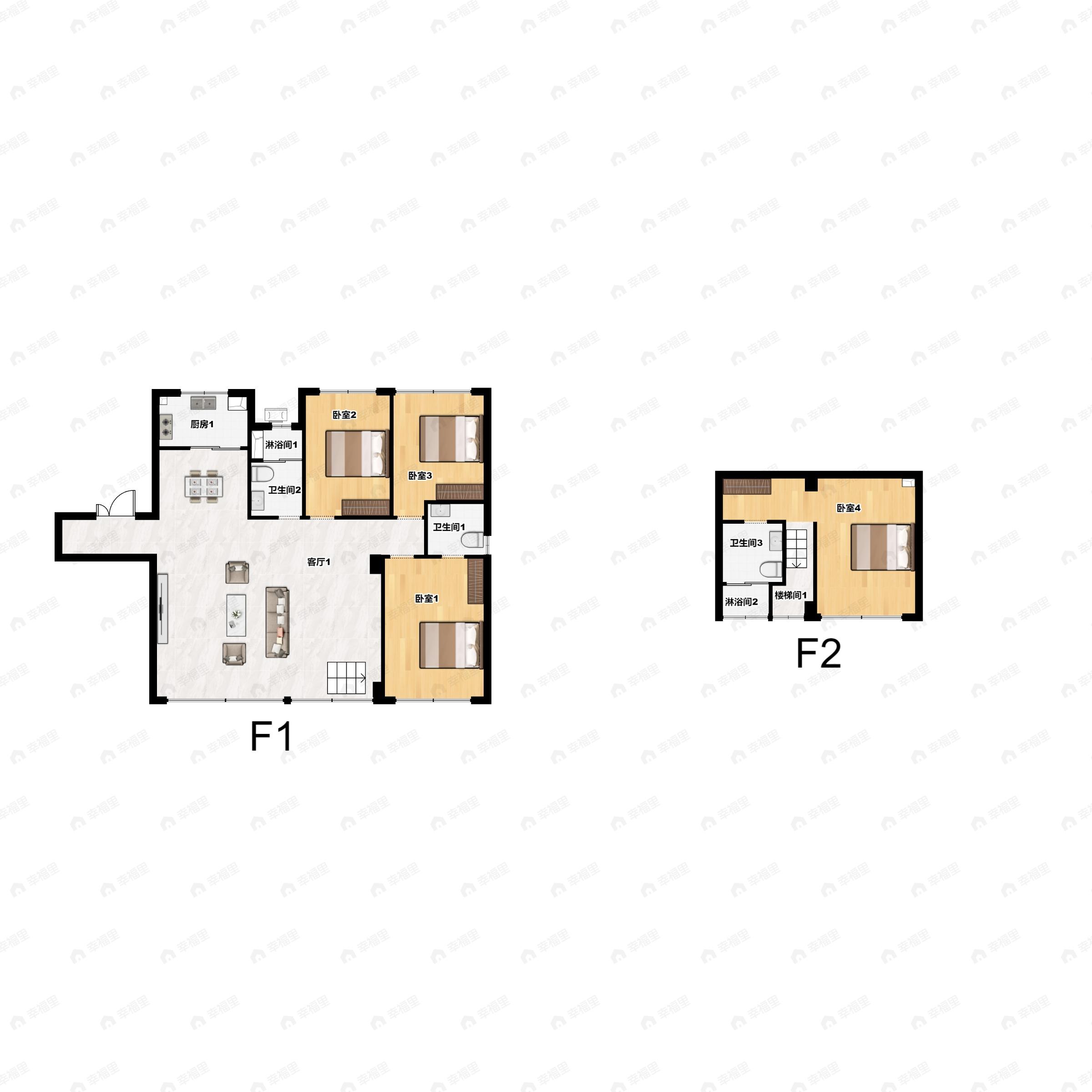 4室2厅3卫建面143平南户型图