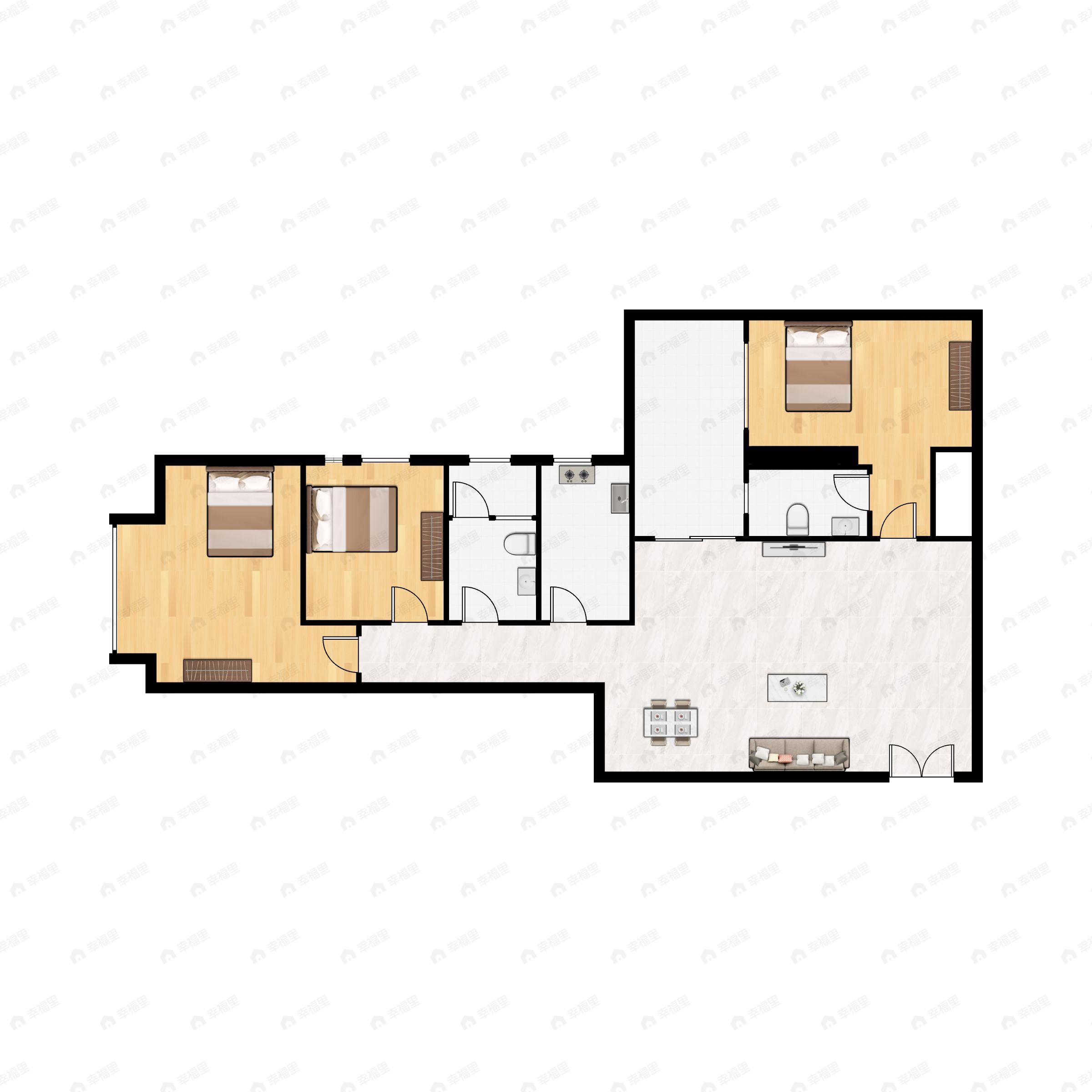 3室2厅2卫建面115平户型图