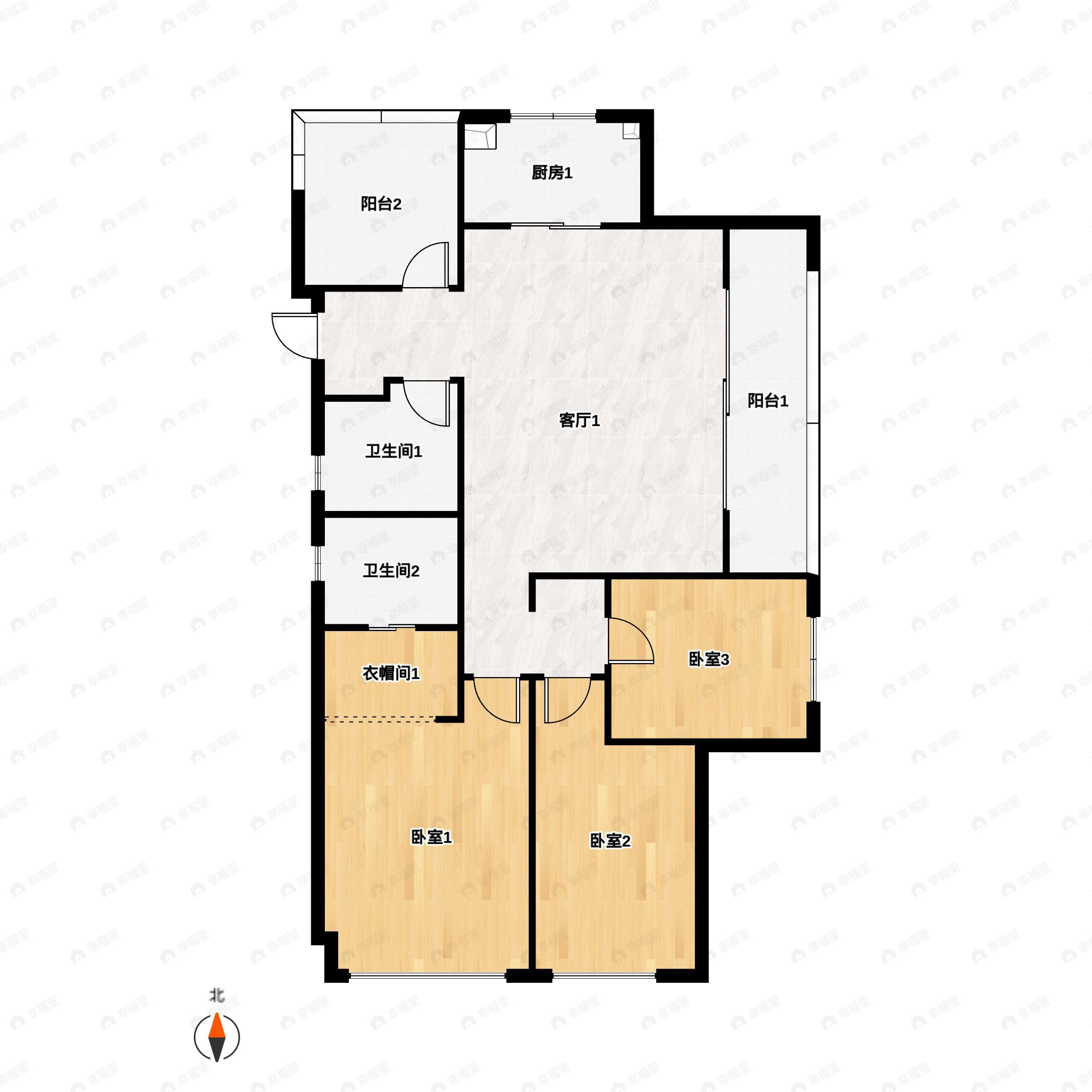 4室2厅2卫建面126平户型图
