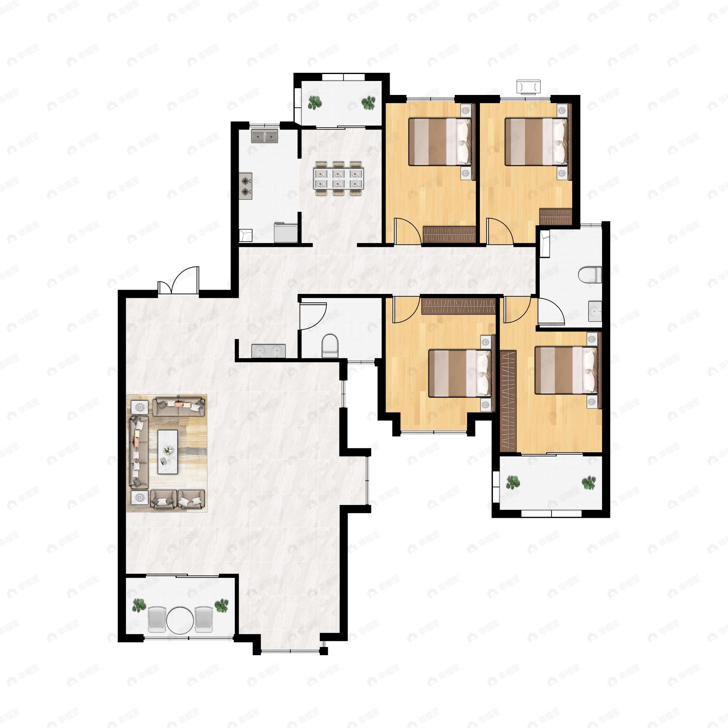 4室2厅2卫建面196平户型图
