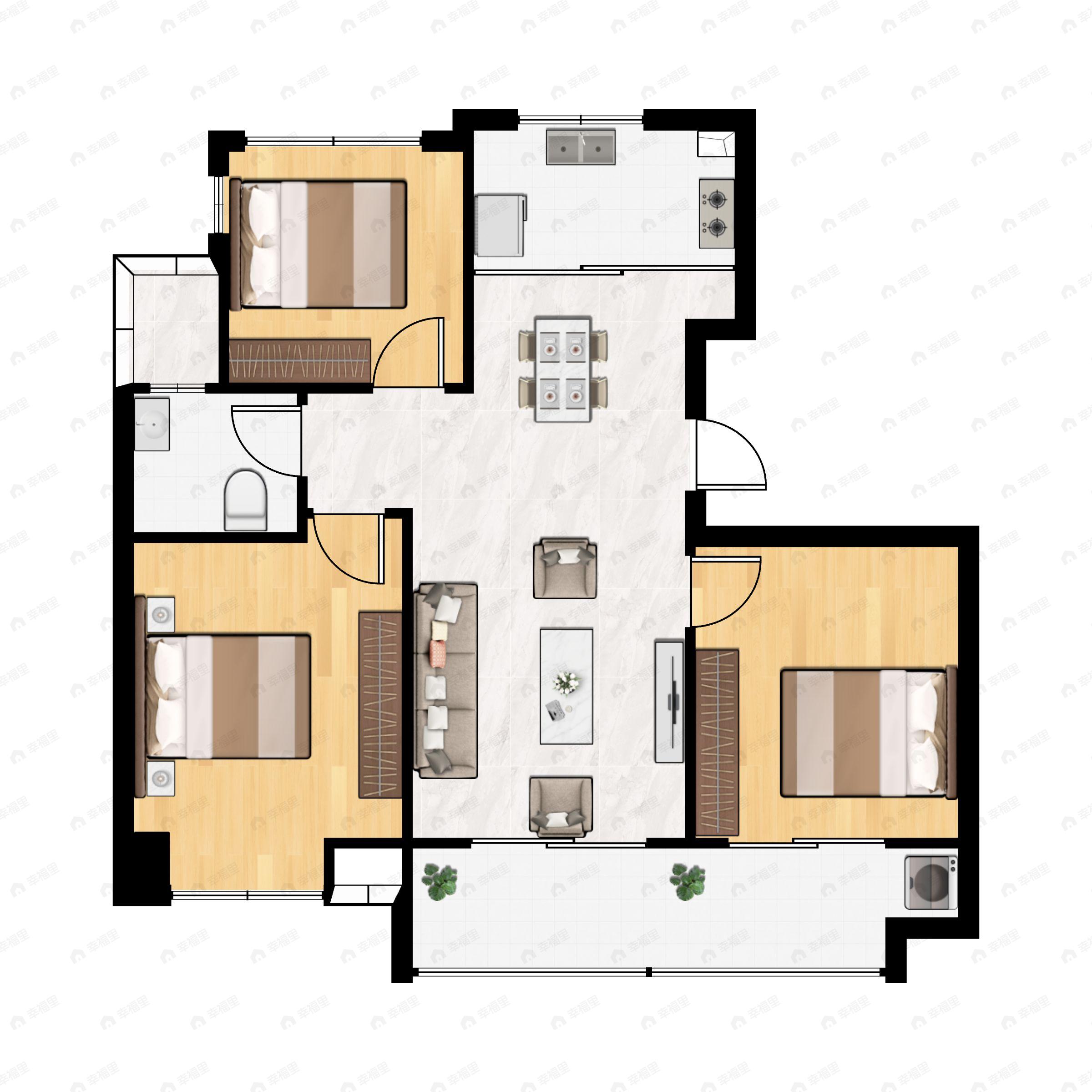 3室2厅1卫建面99平户型图