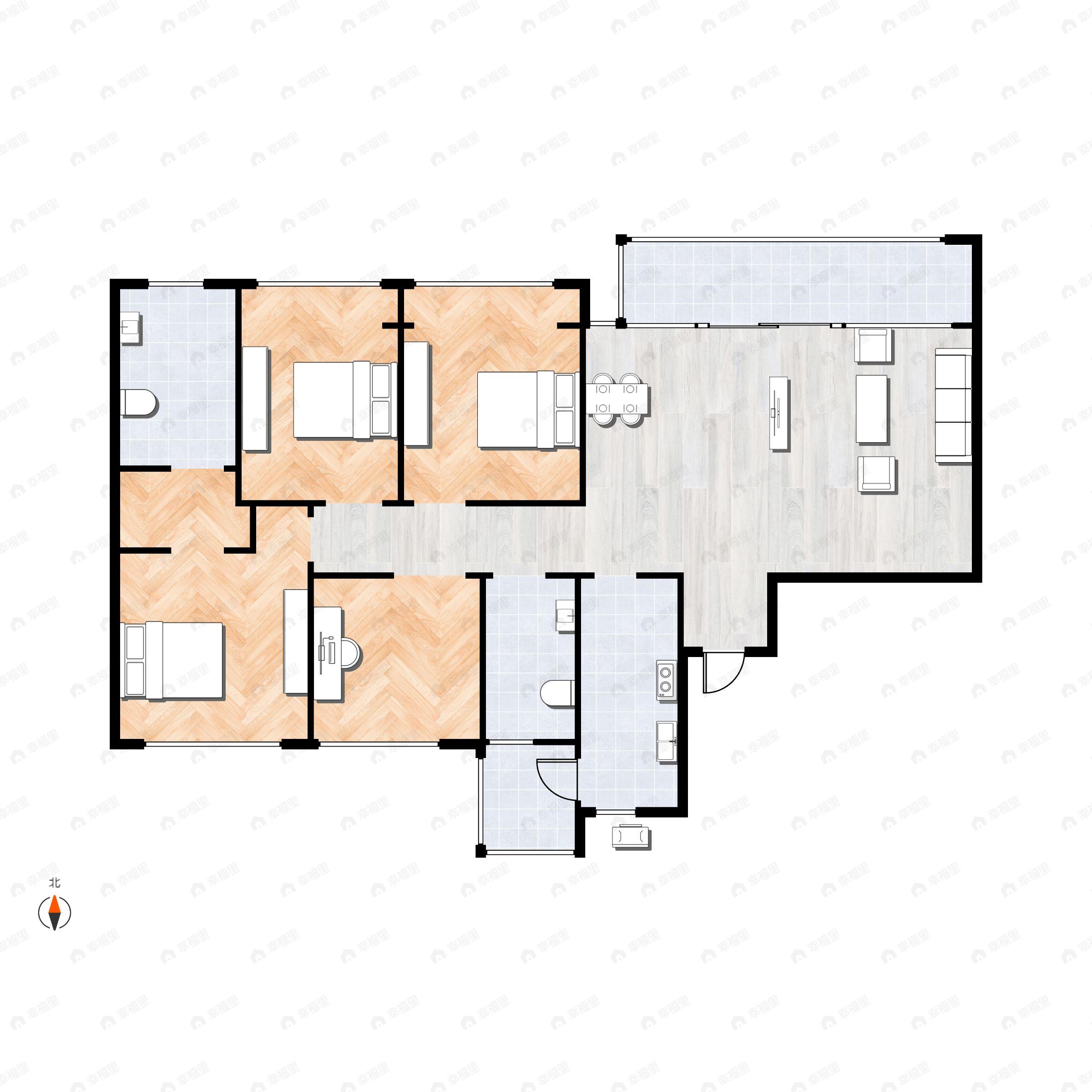 4室2厅2卫建面142平户型图