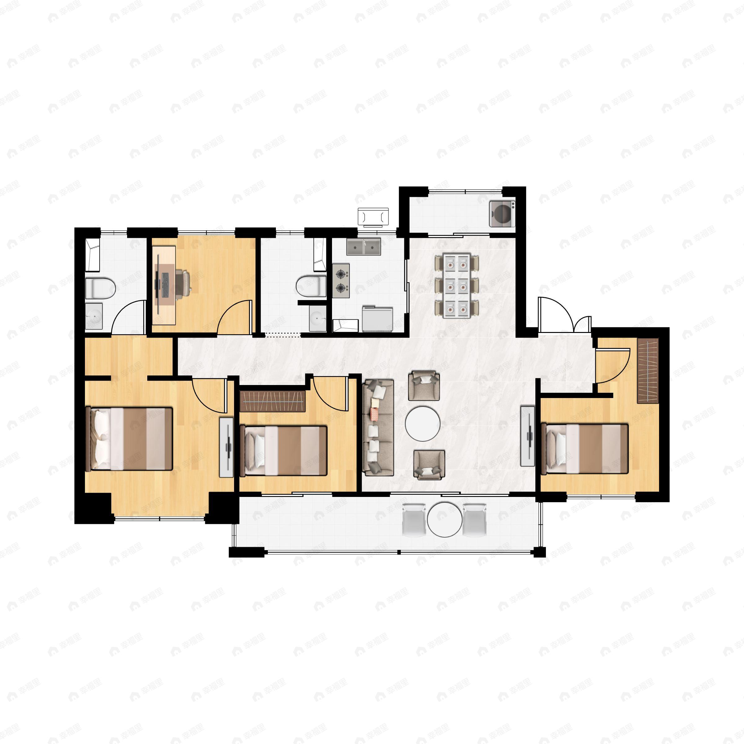 4室2厅2卫建面142平户型图