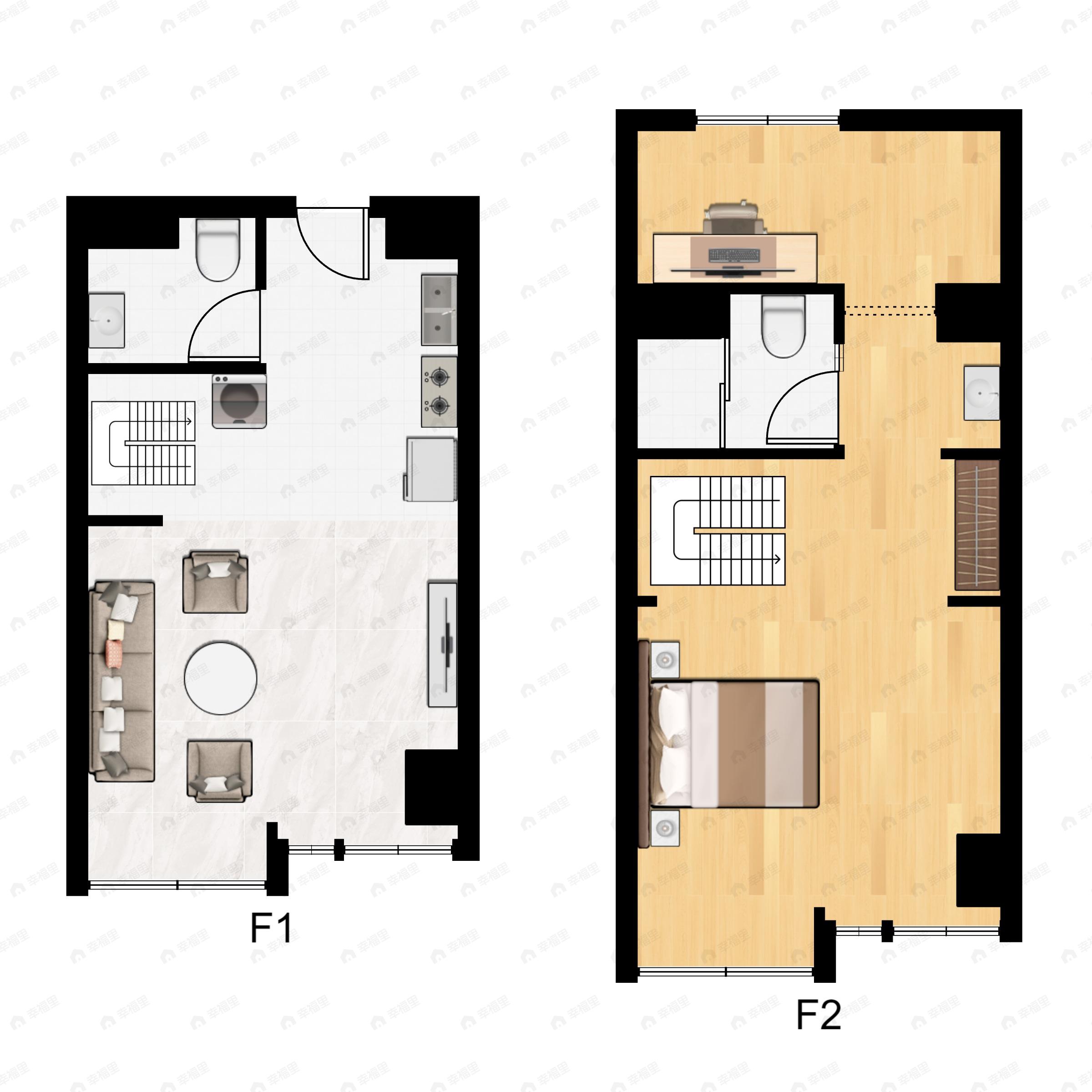 1室1厅建面45平户型图