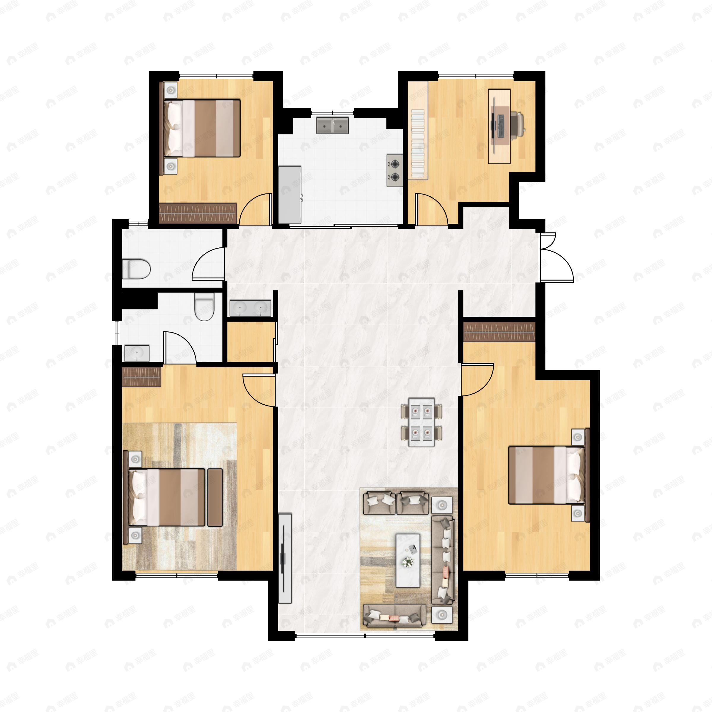 4室2厅2卫建面140平南户型图