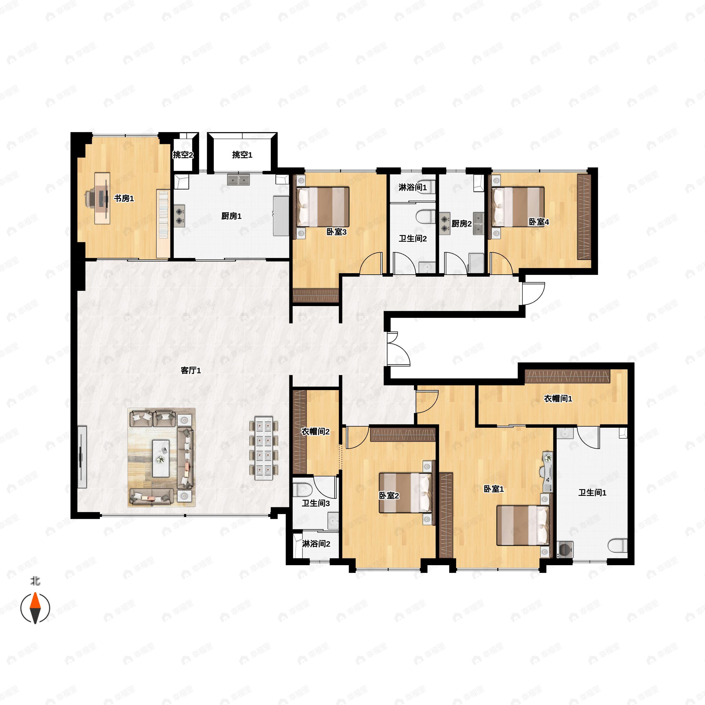 5室2厅3卫建面290平南户型图