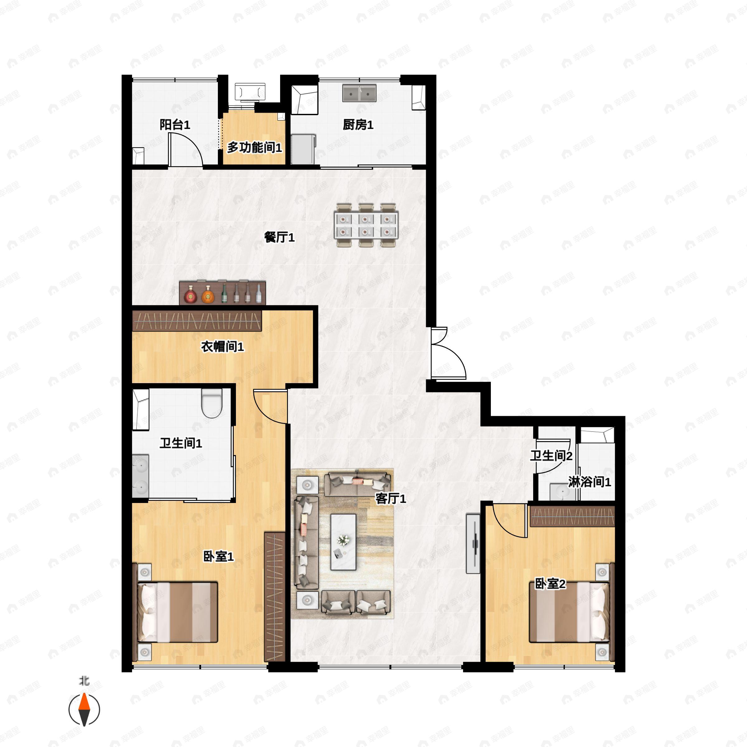 荣民壹号2室2厅2卫户型图