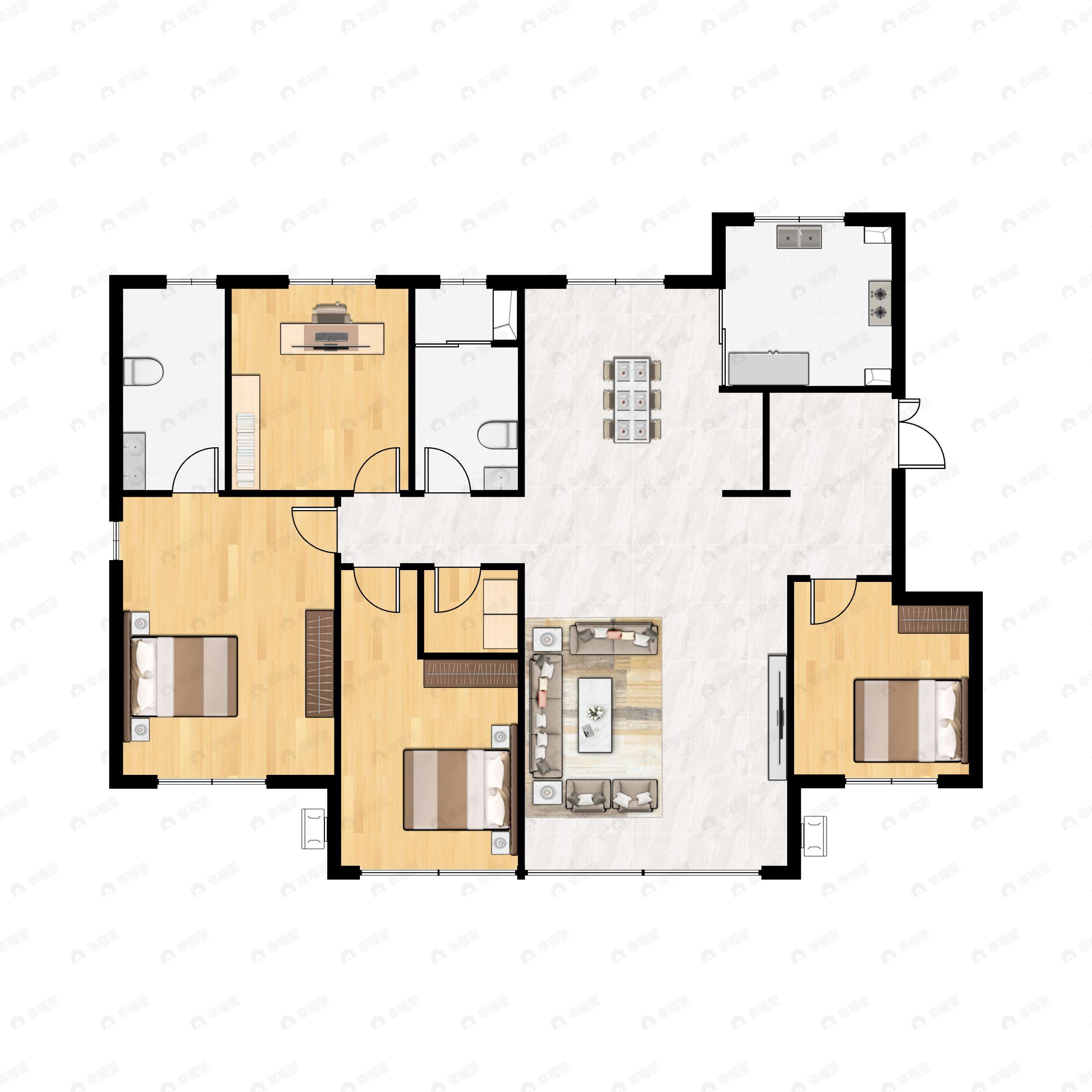 4室2厅2卫建面135平南|北户型图