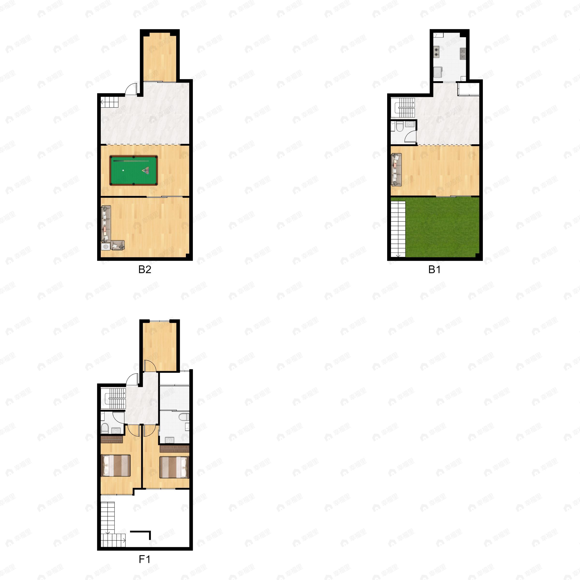 3室2厅3卫建面90平户型图