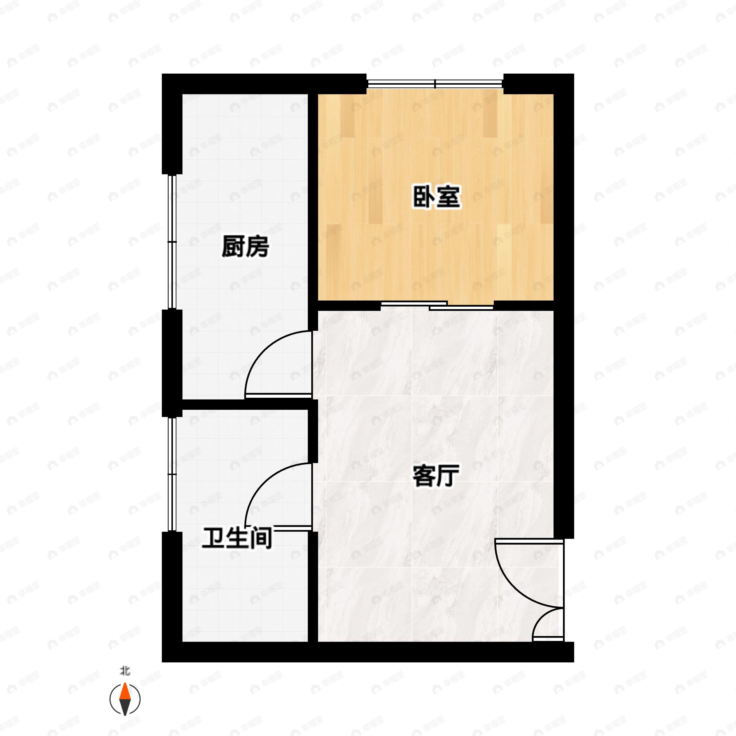 1室1厅1卫建面47平户型图