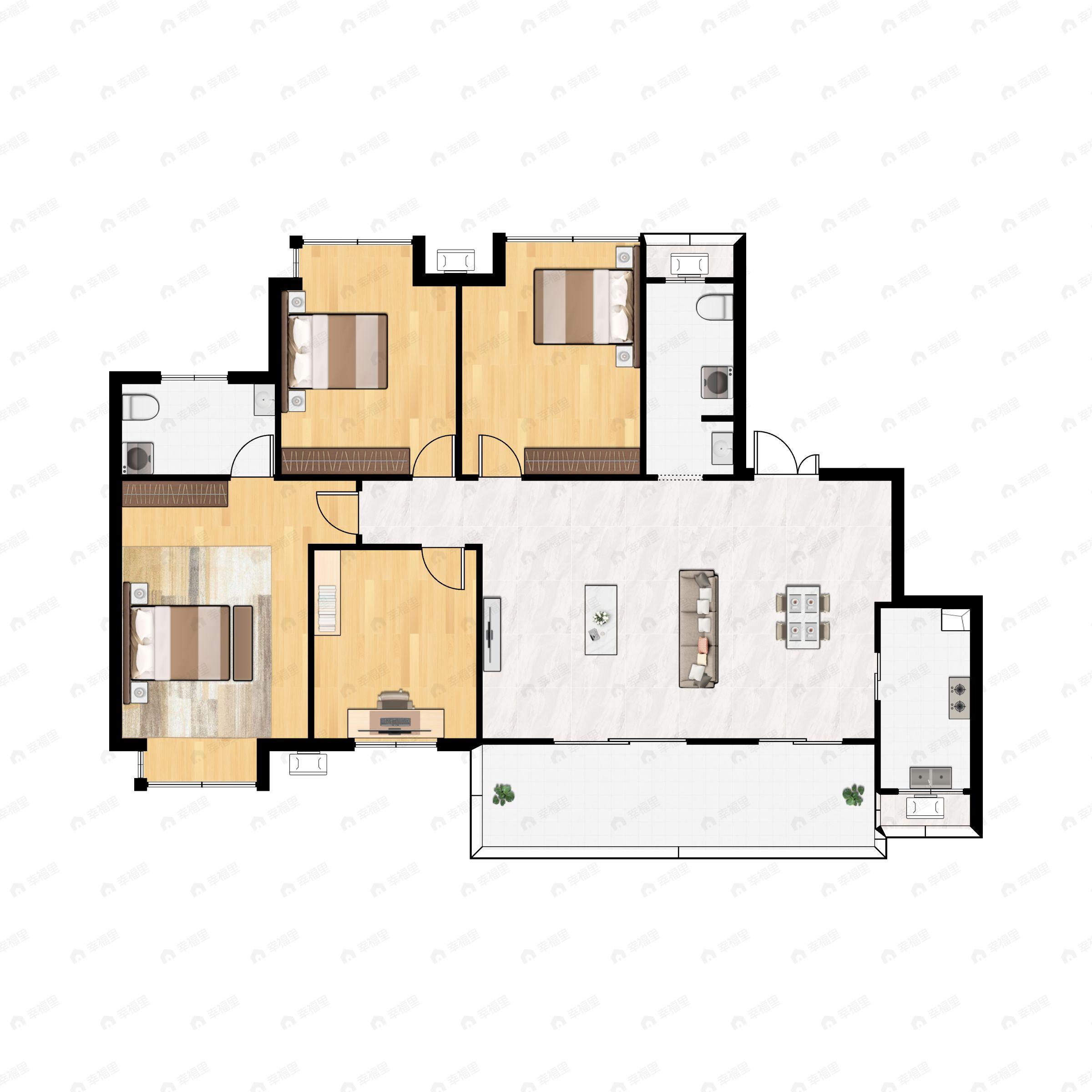 中建龙玺台4室2厅2卫户型图