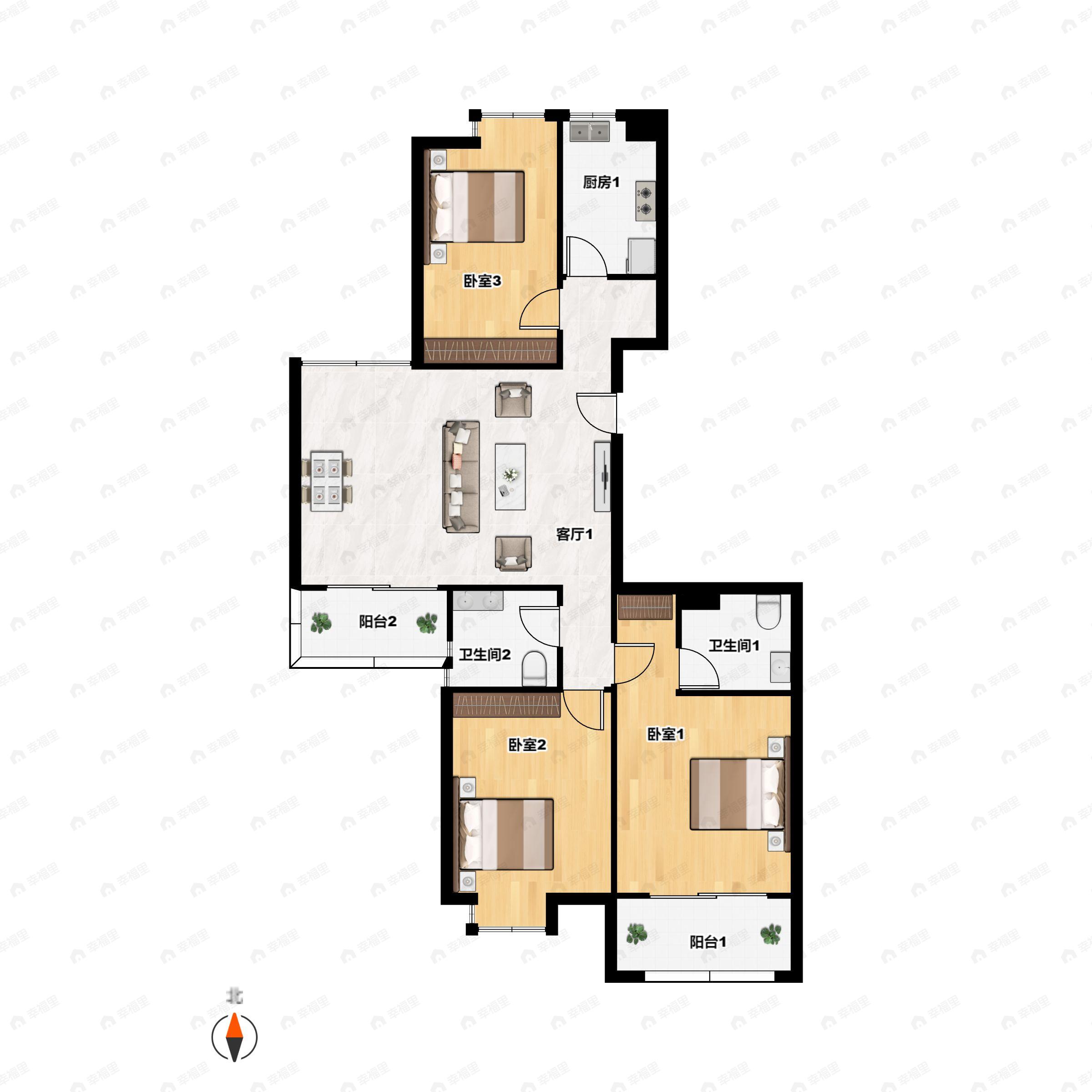 古龙山语听溪3室2厅2卫户型图