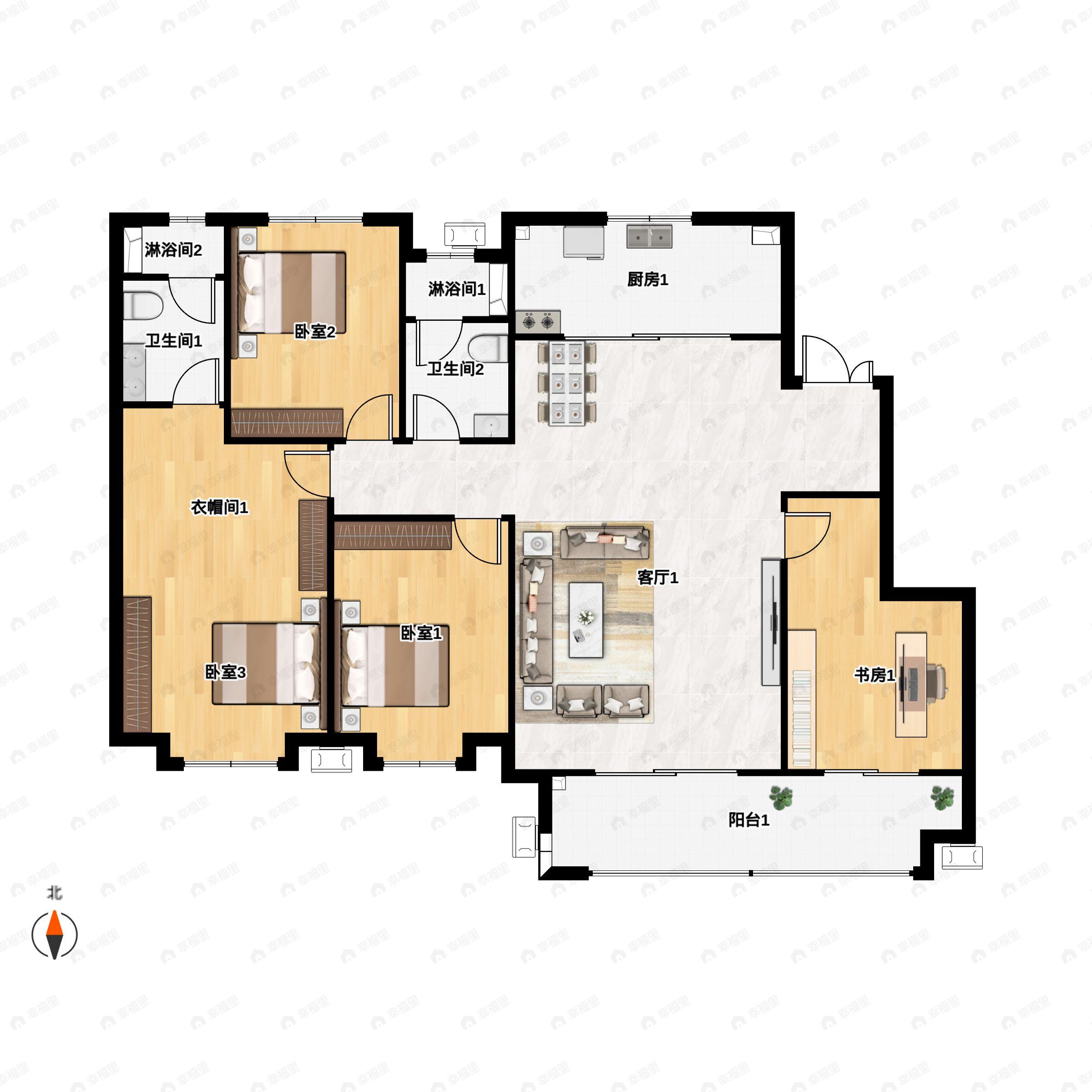 4室2厅2卫建面139平undefined户型图