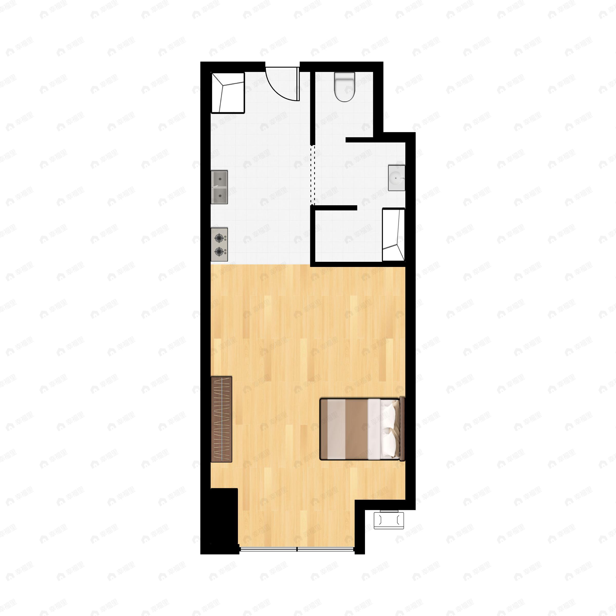 1室1厅1卫建面44平户型图