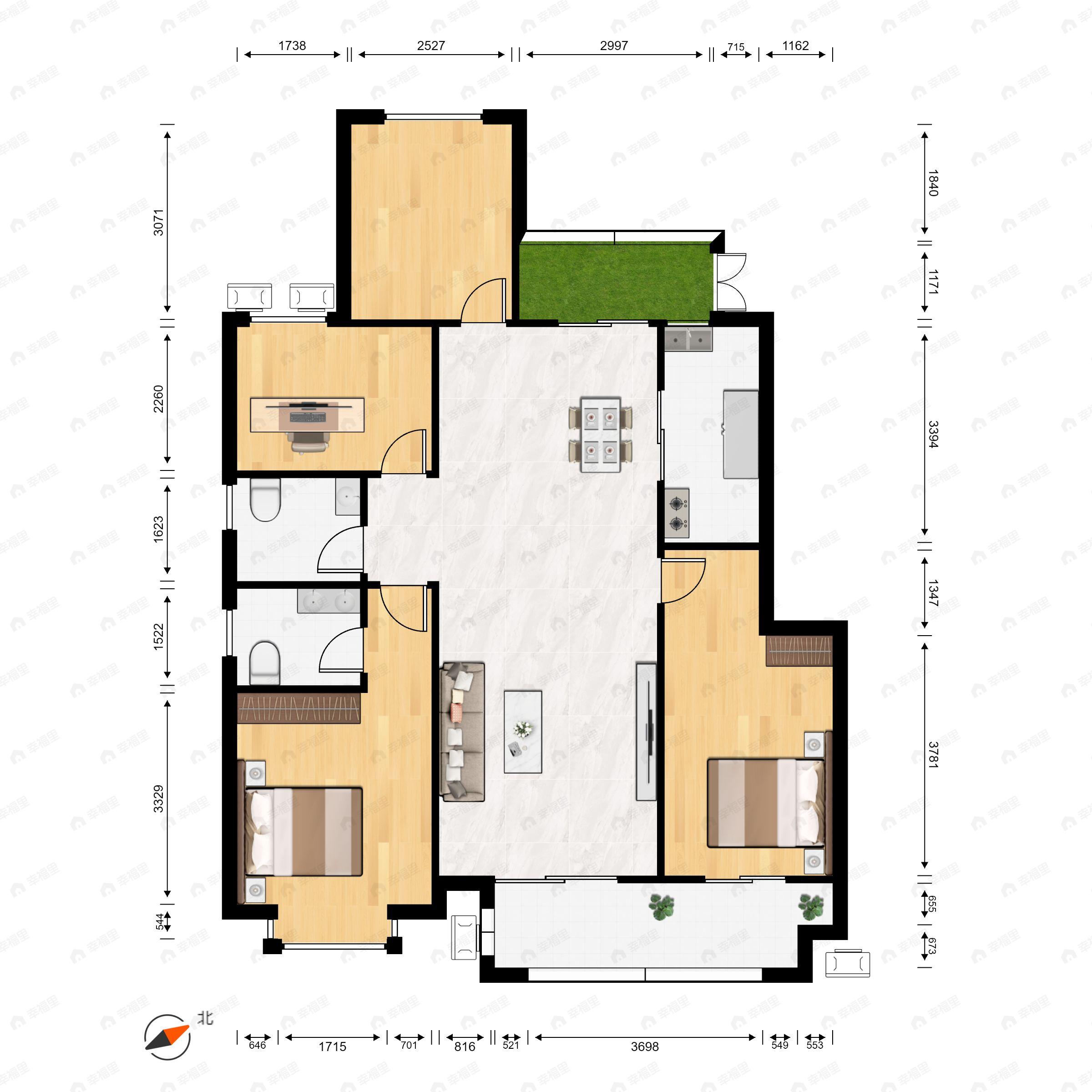 雁泊台4室2厅2卫户型图