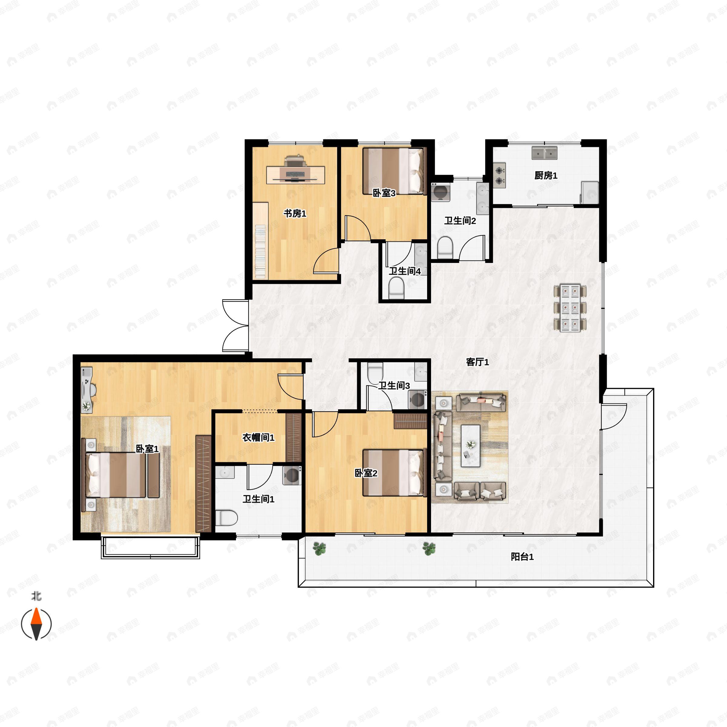 盈泰水岸东方4室2厅4卫户型图