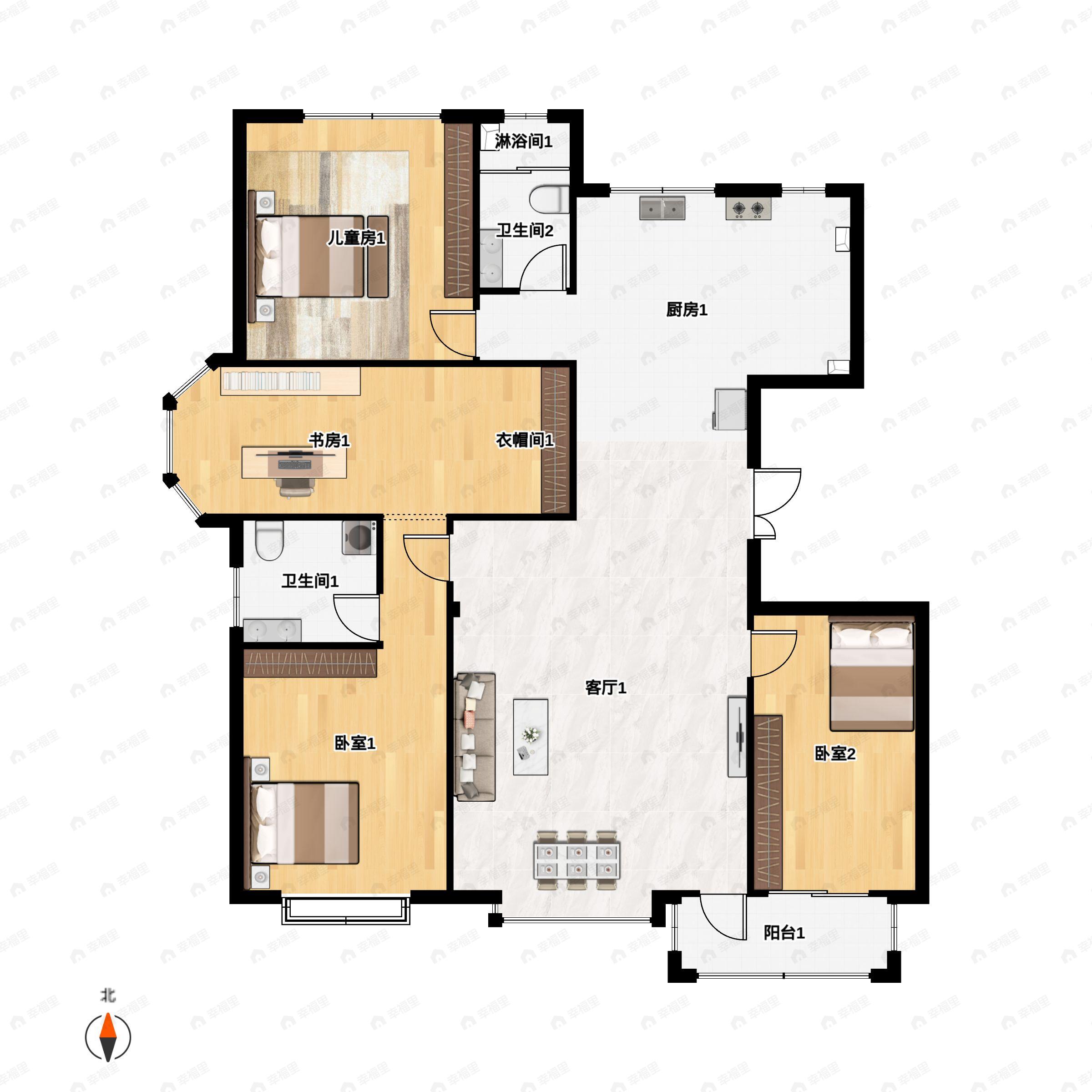 4室2厅2卫建面220平户型图