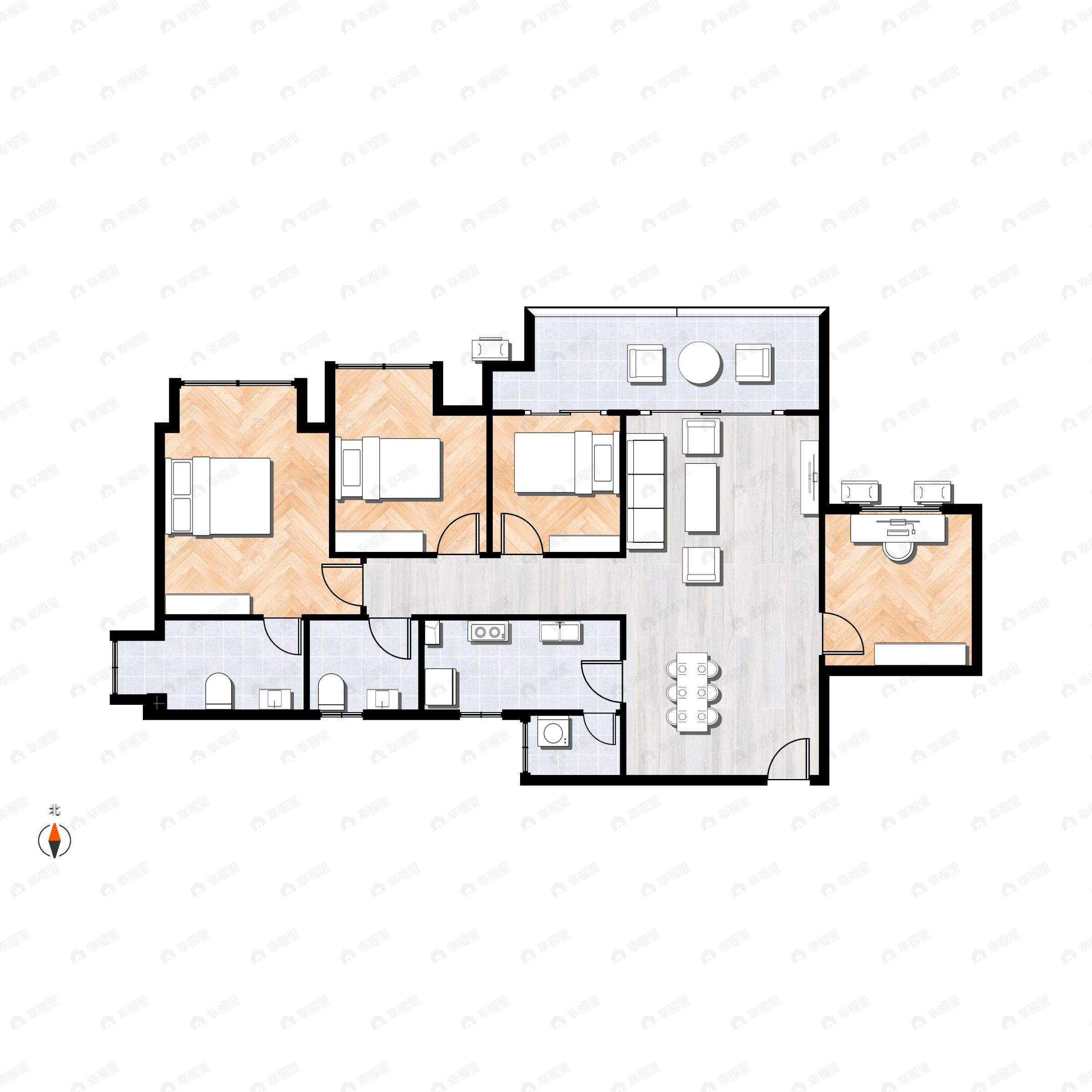 4室2厅2卫建面98平西|东户型图