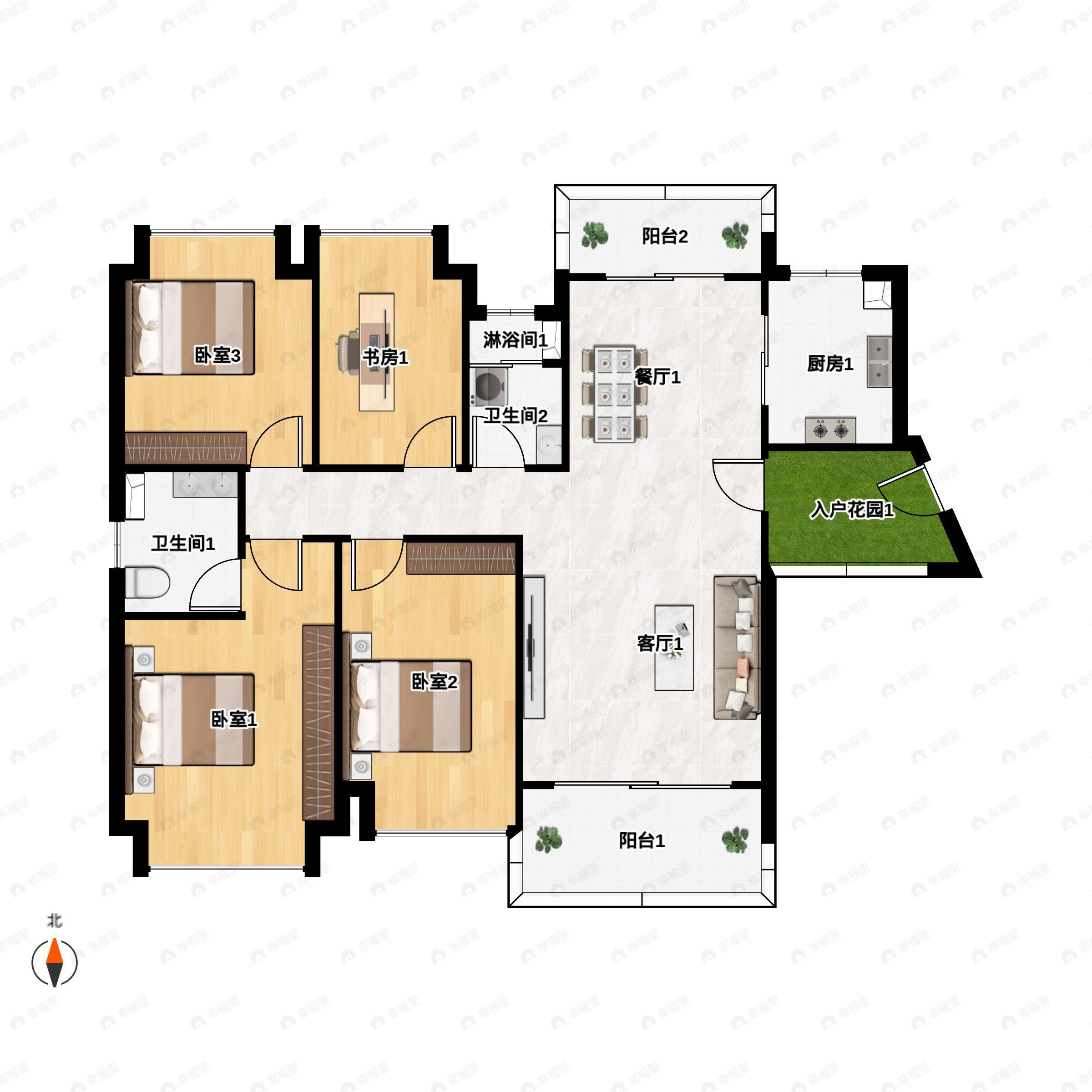 顺德保利中央公园4室2厅2卫户型图
