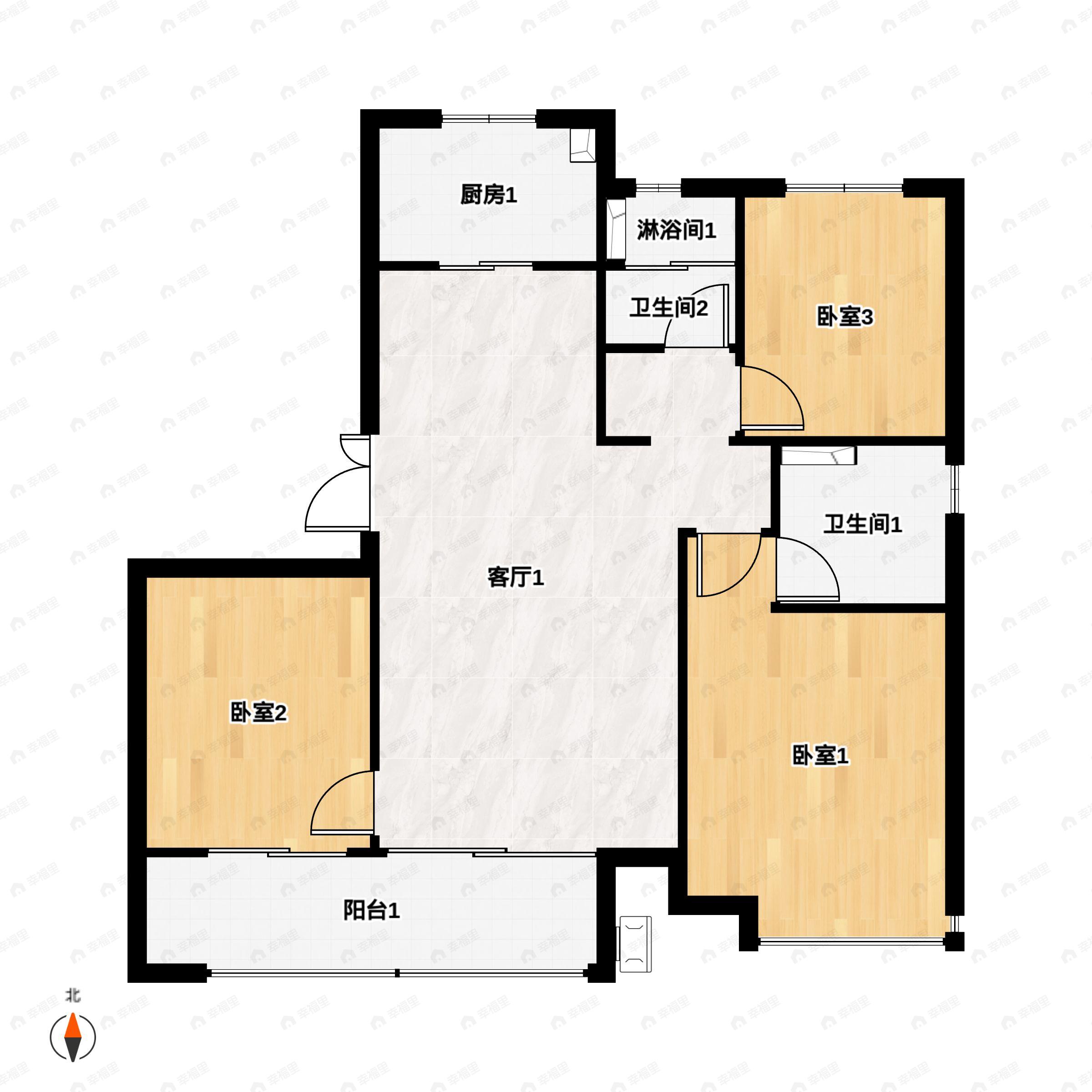 3室2厅2卫建面115平户型图
