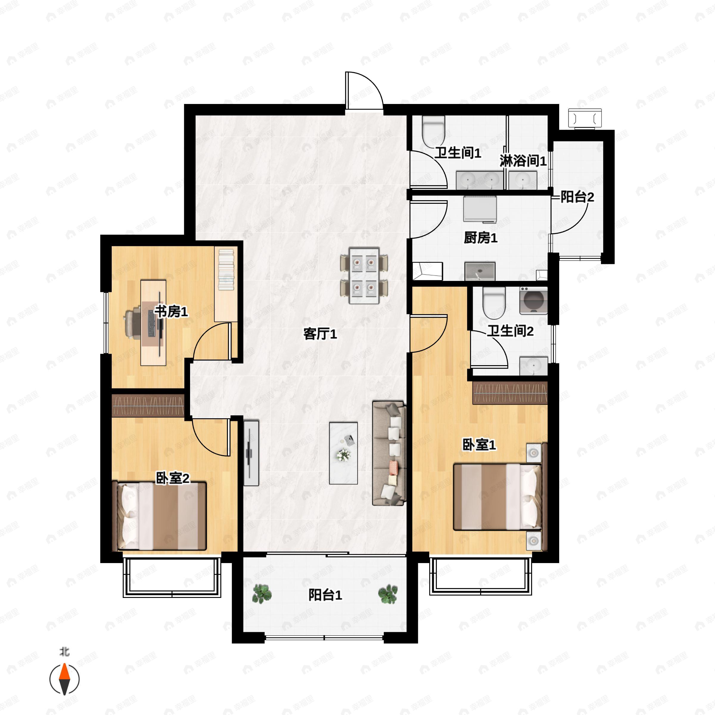 美伦橖颂3室2厅2卫户型图