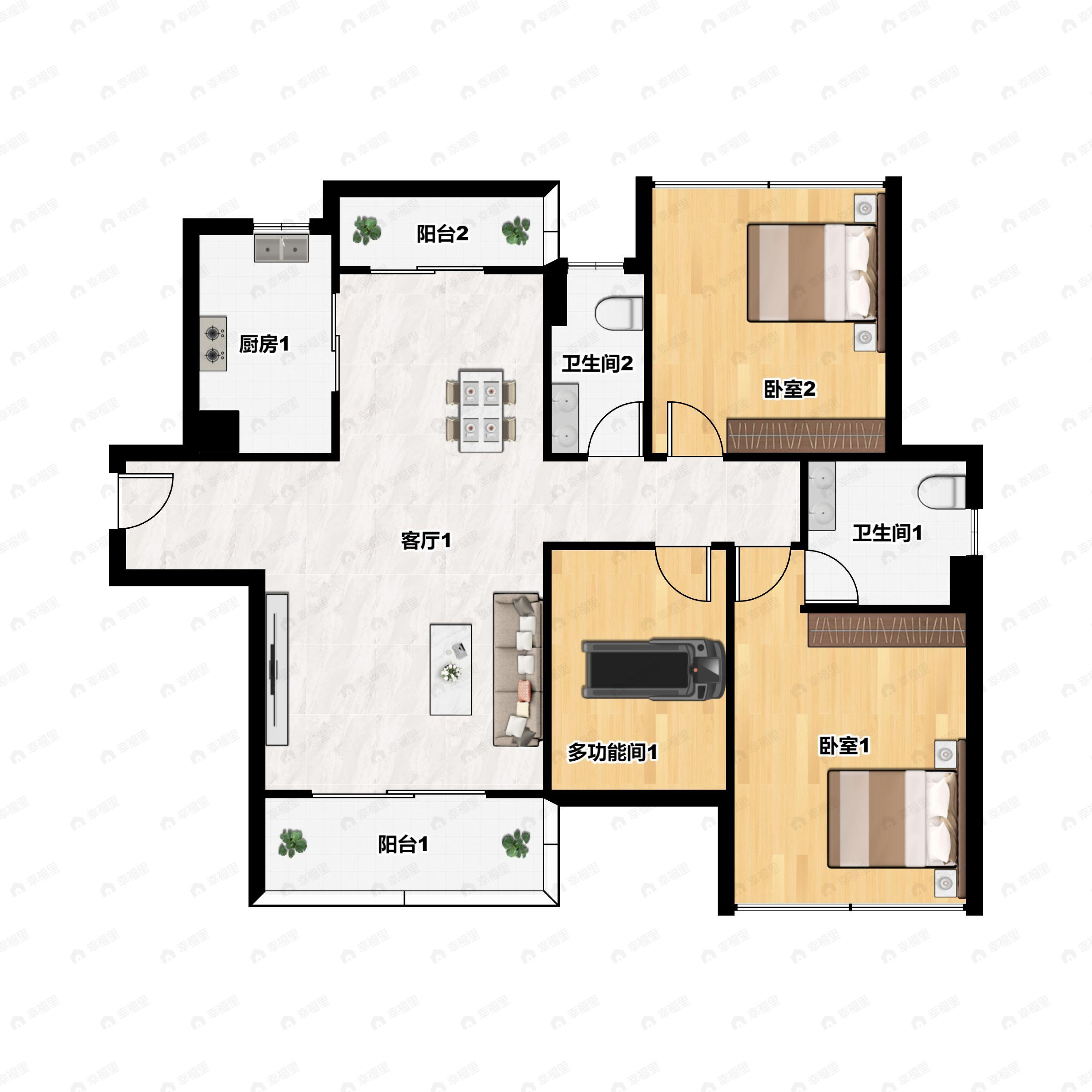 3室2厅2卫建面113平南户型图