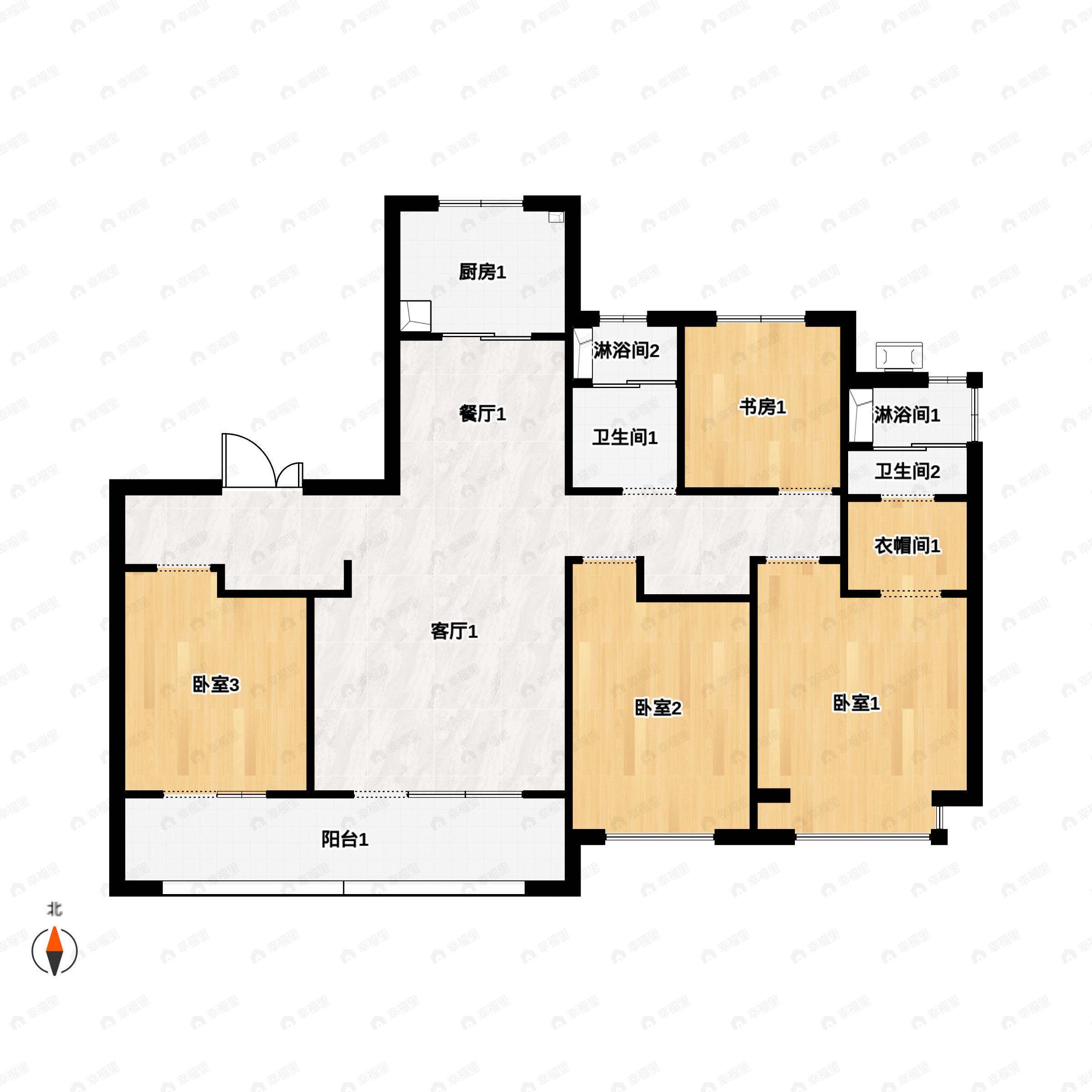 4室2厅2卫建面172平户型图