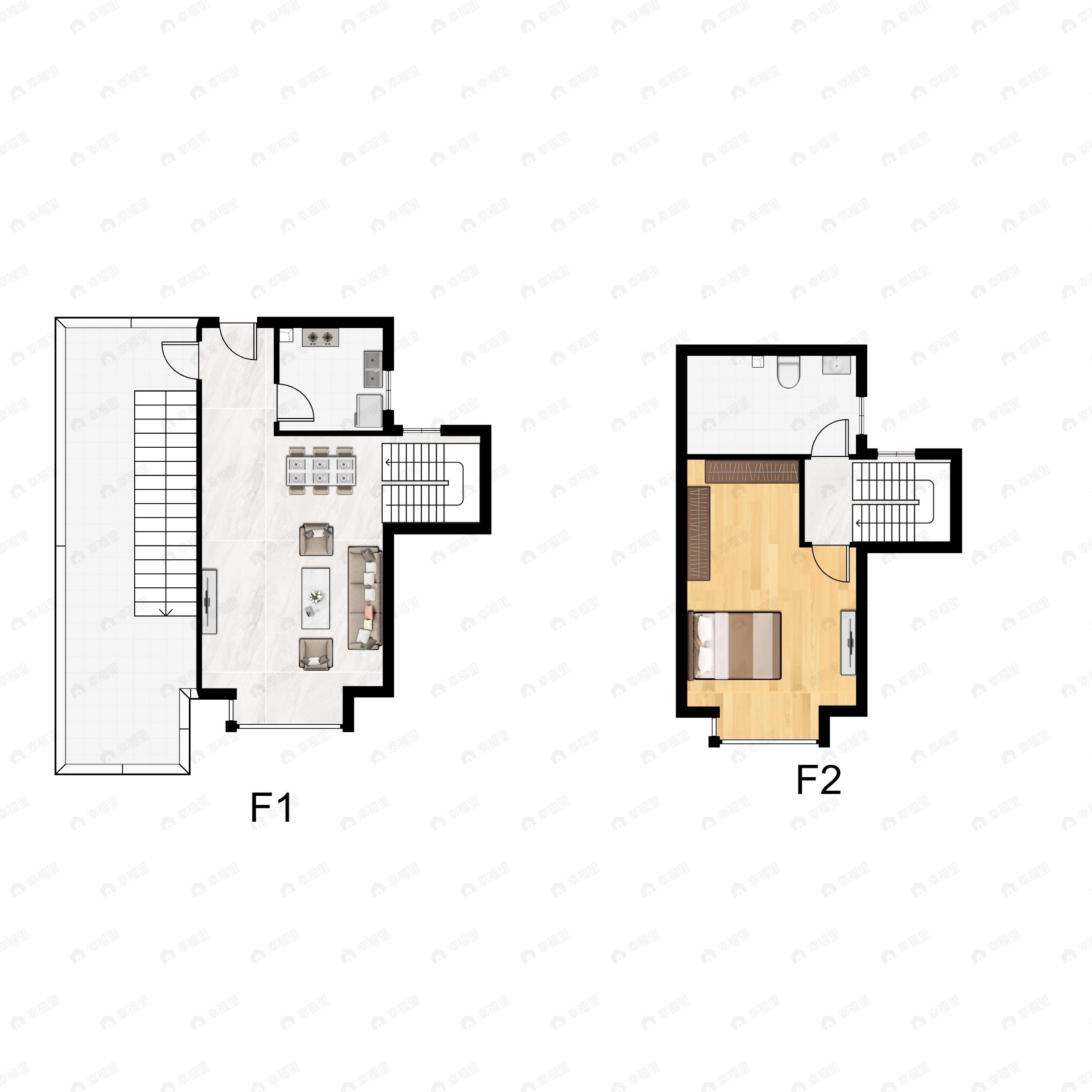 1室2厅1卫建面70平户型图