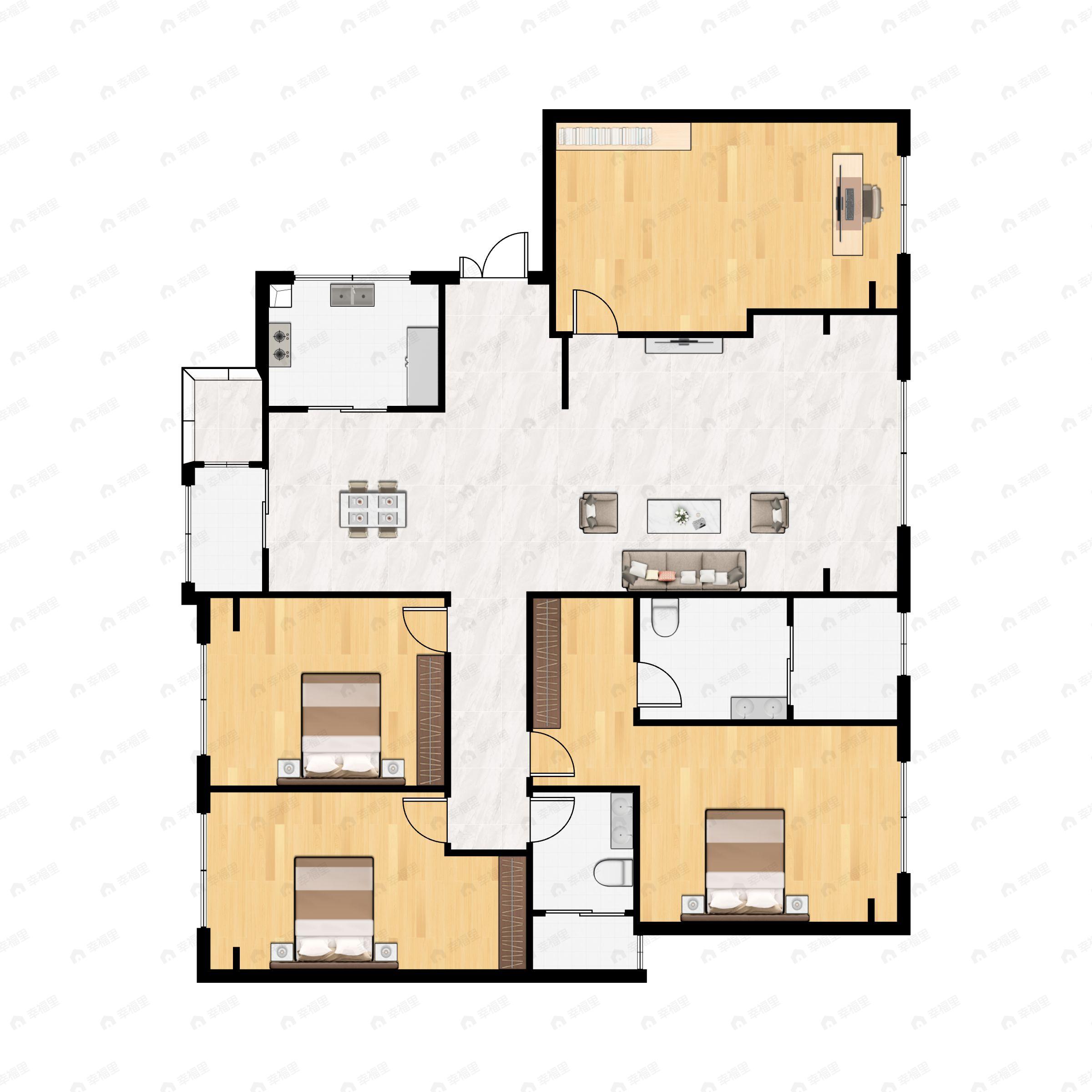 4室2厅2卫建面155平西|东户型图