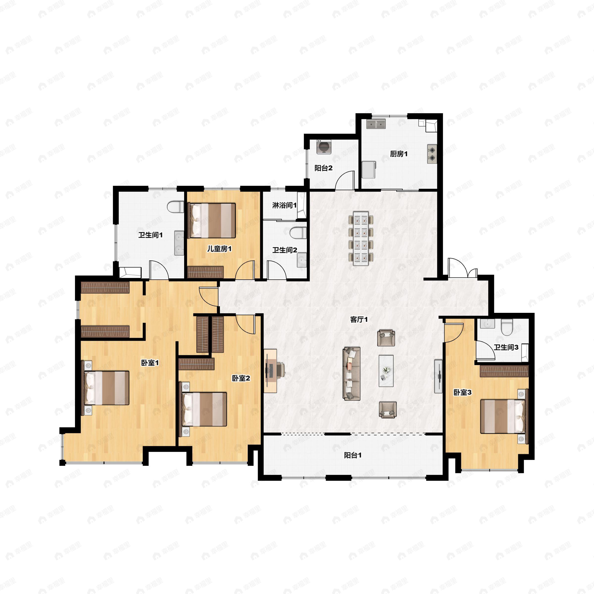 5室2厅3卫建面235平户型图