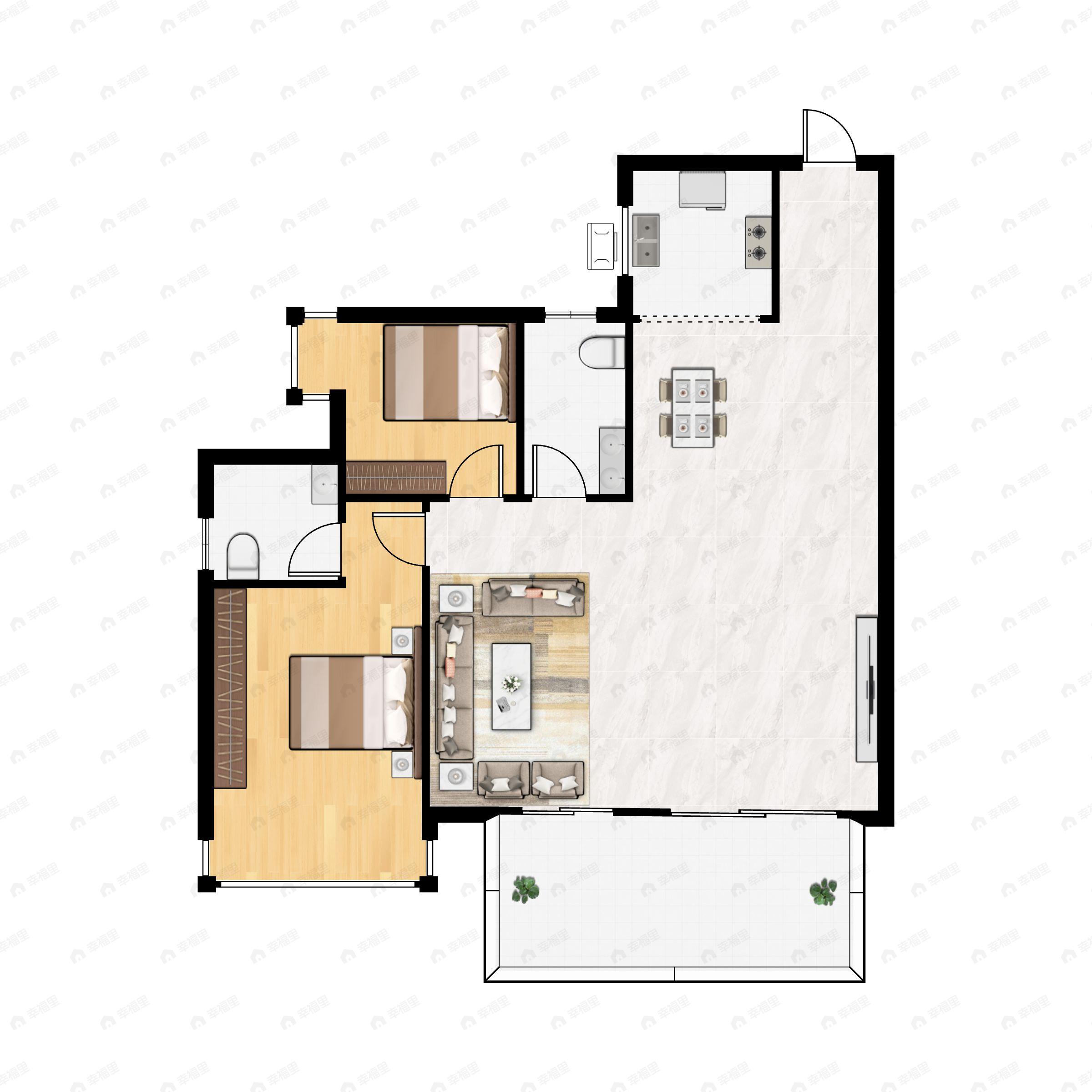 3室2厅2卫建面99平户型图
