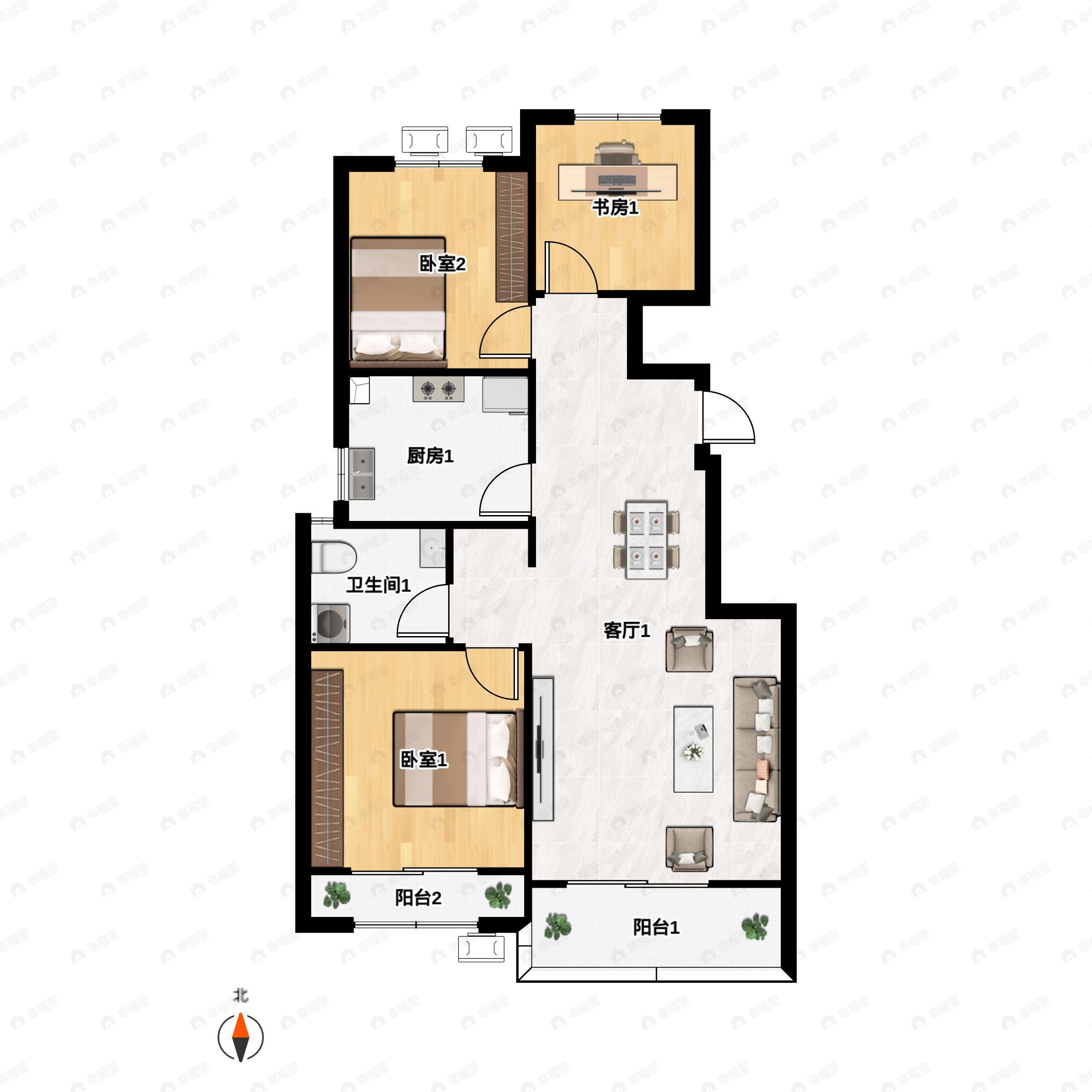 泰和悦府3室2厅1卫户型图