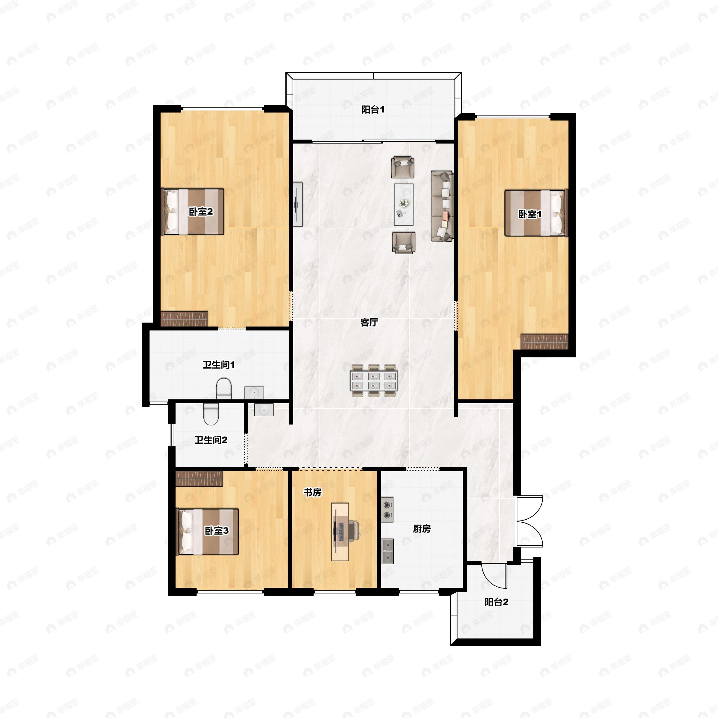4室2厅2卫建面138平户型图