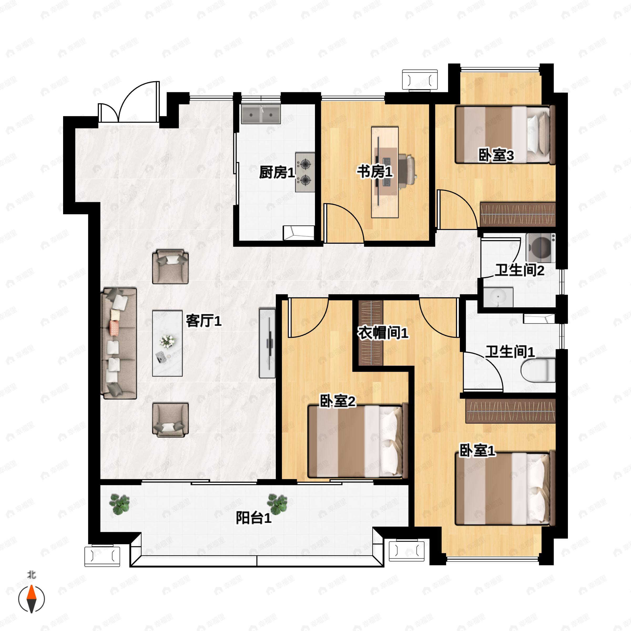 4室2厅2卫建面140平户型图