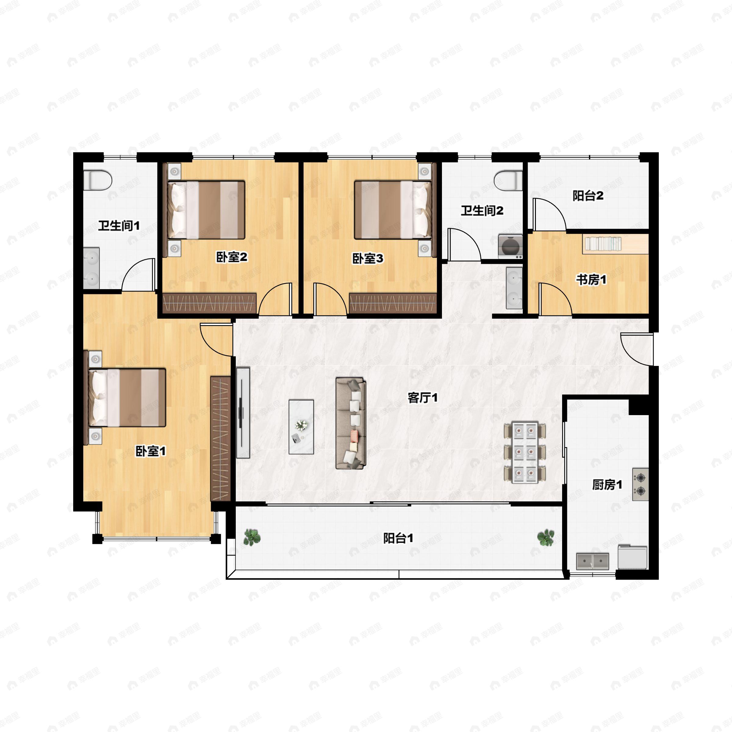电建德商泷悦天玺4室2厅2卫户型图