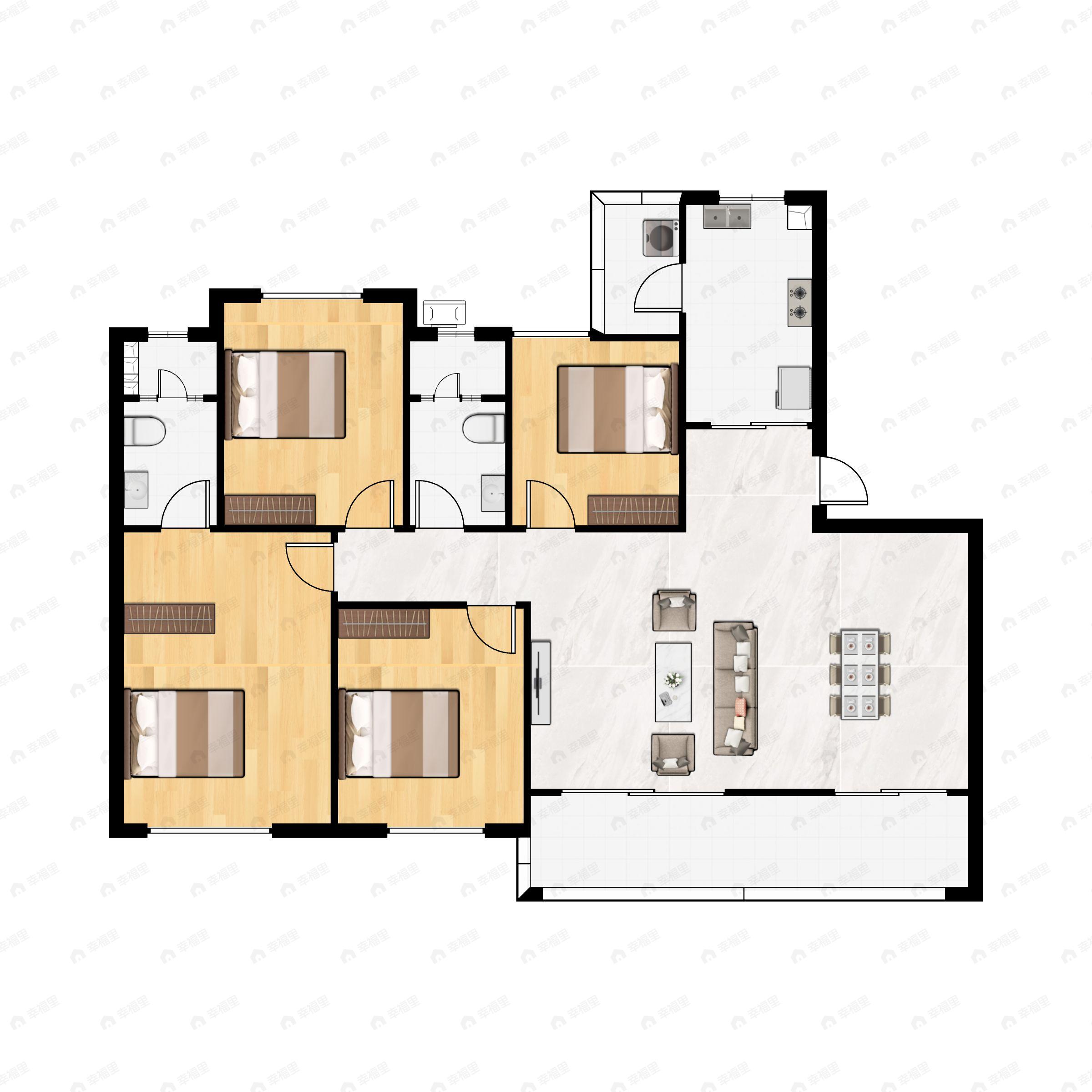 4室2厅2卫建面121平户型图