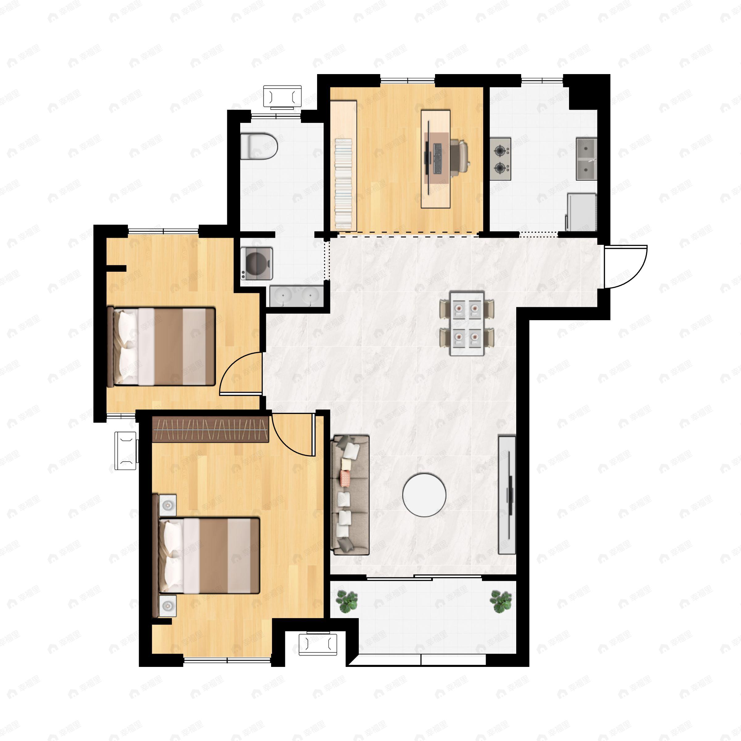 玉潭花溪3室2厅1卫户型图