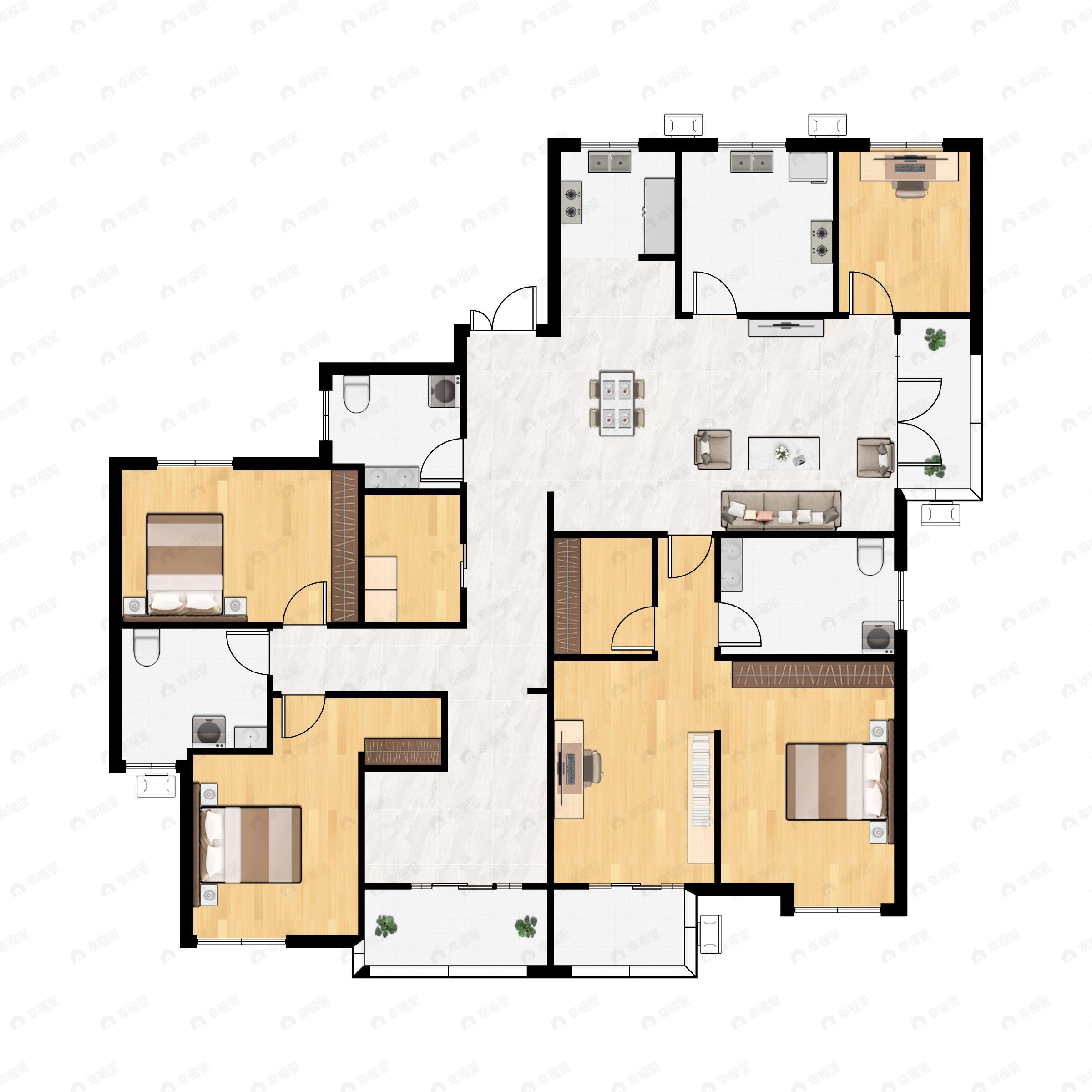 5室3厅3卫建面240平户型图