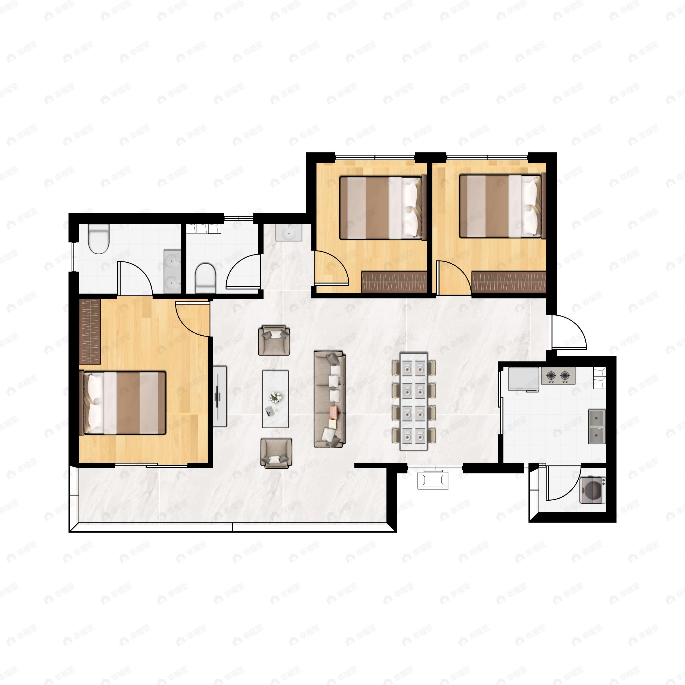 3室2厅2卫建面116平户型图