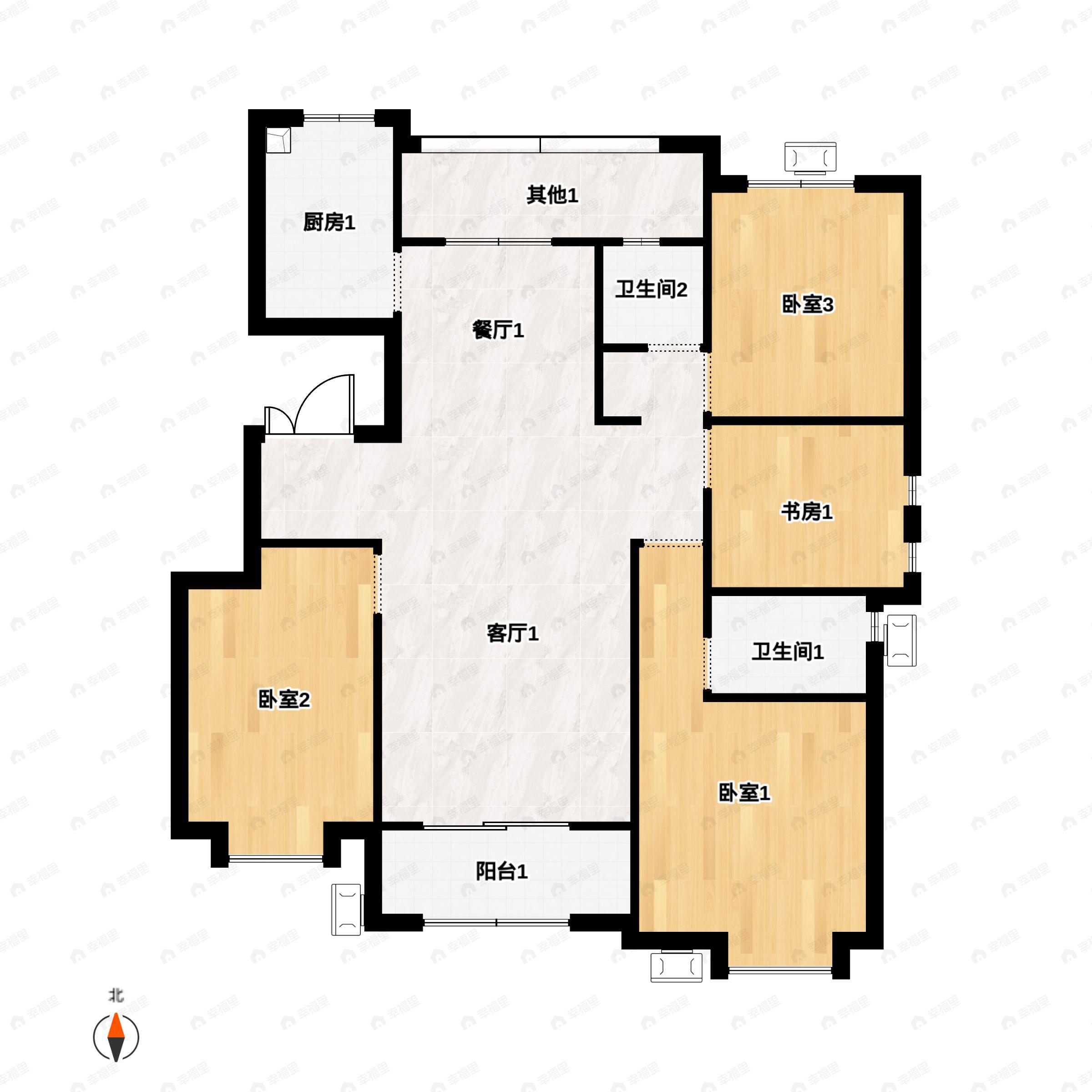 山水美树4室2厅2卫户型图