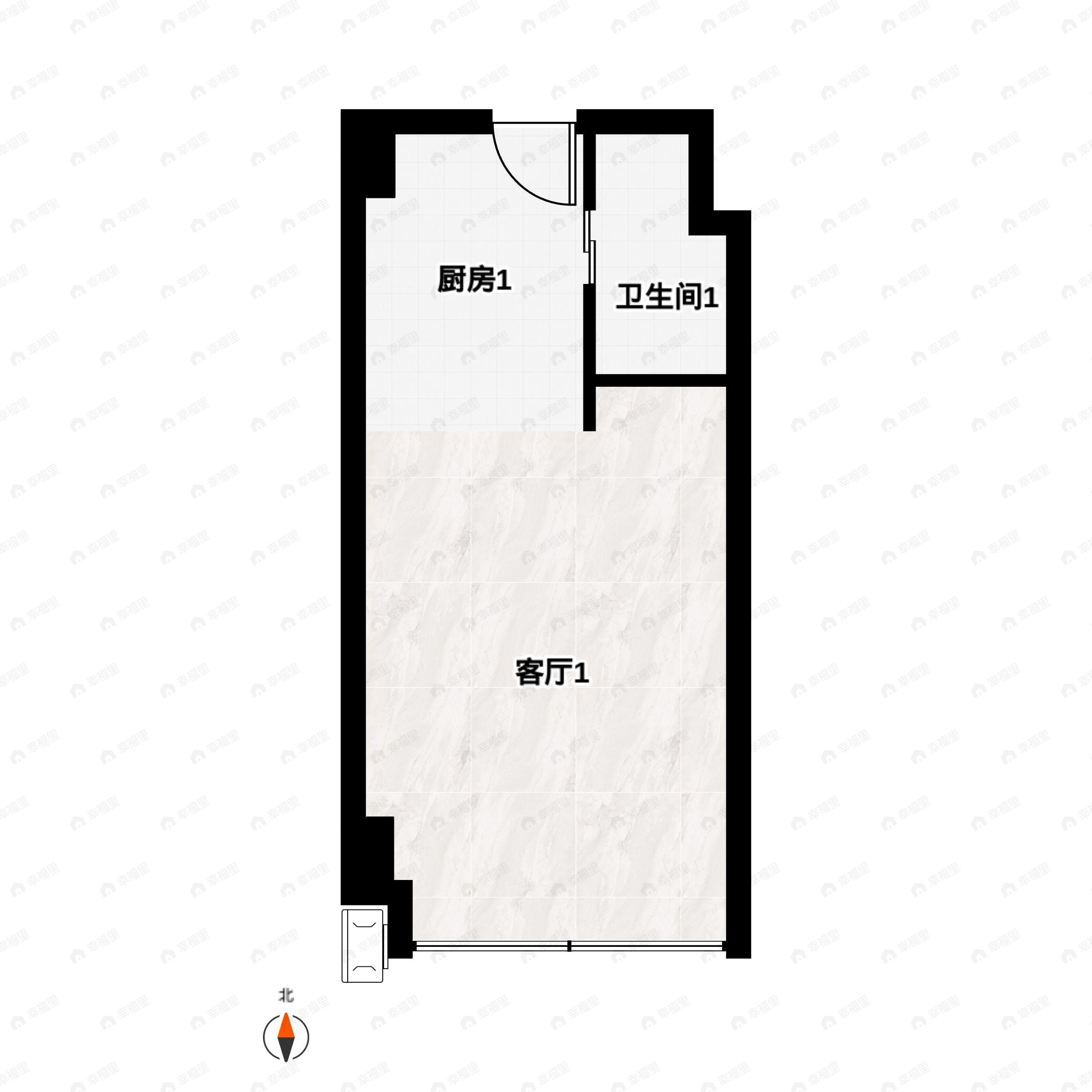 1室1厅1卫建面54平户型图