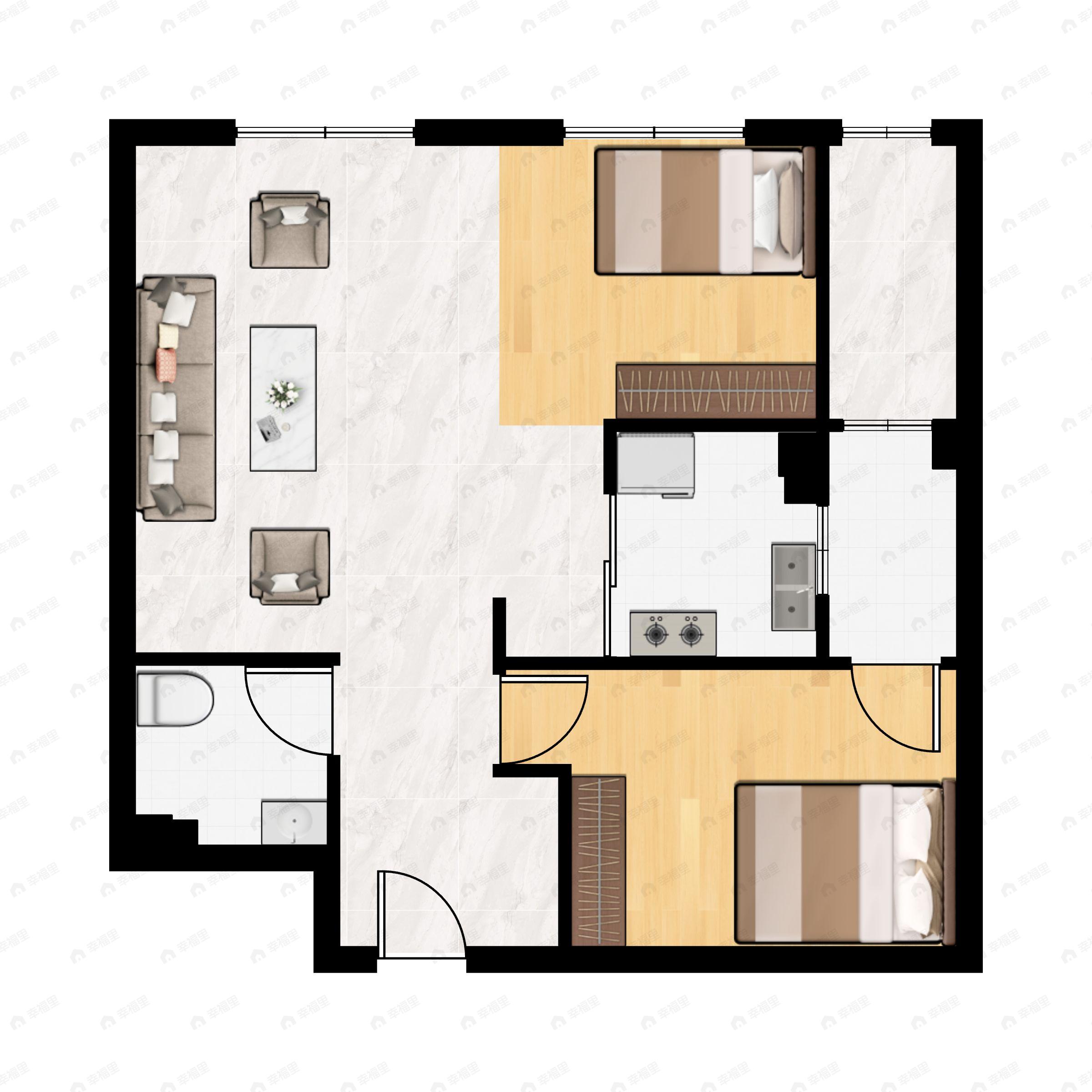 1室1厅1卫建面79m²北户型图