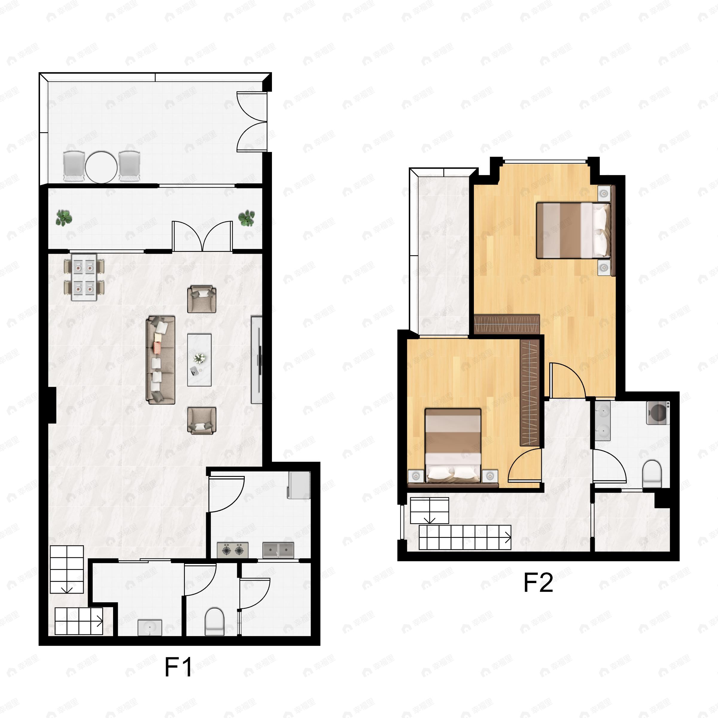 青霞山水卡伦德拉小镇2室2厅2卫户型图